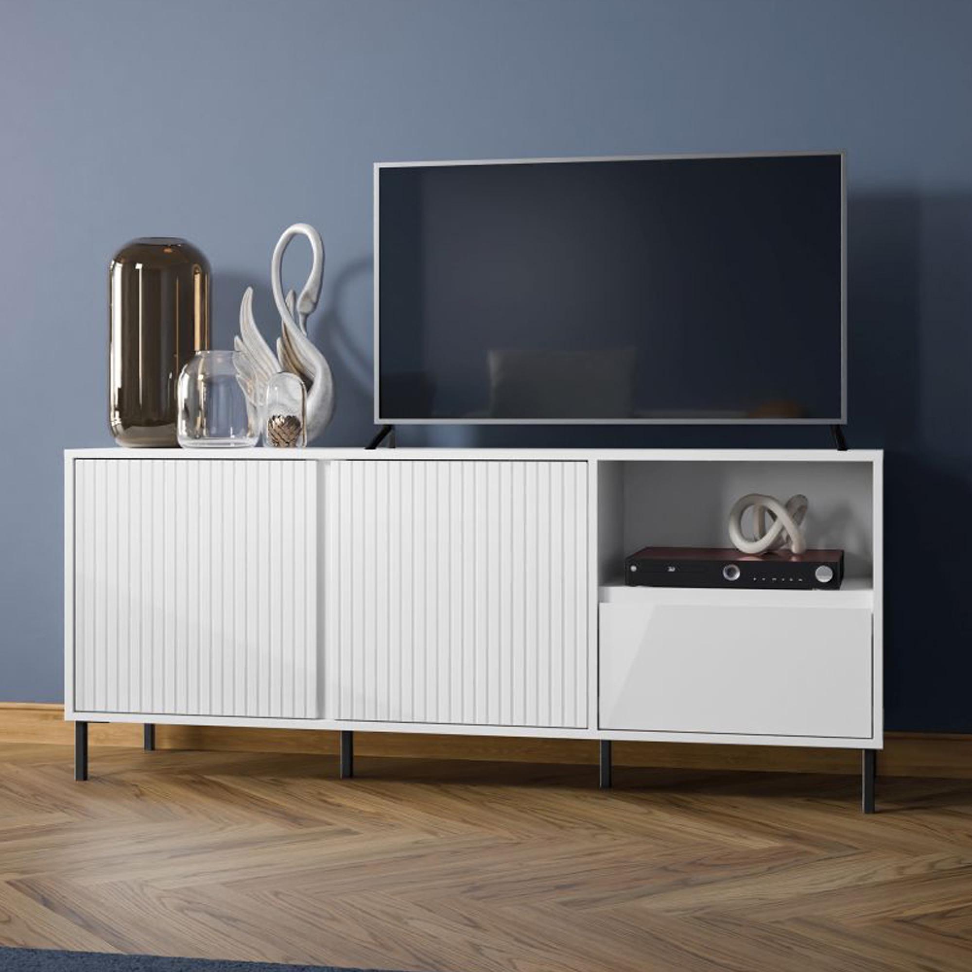 Avenale TV Cabinet - 2 Door - 1 Drawer - 157.8cm - Alpine White High Gloss