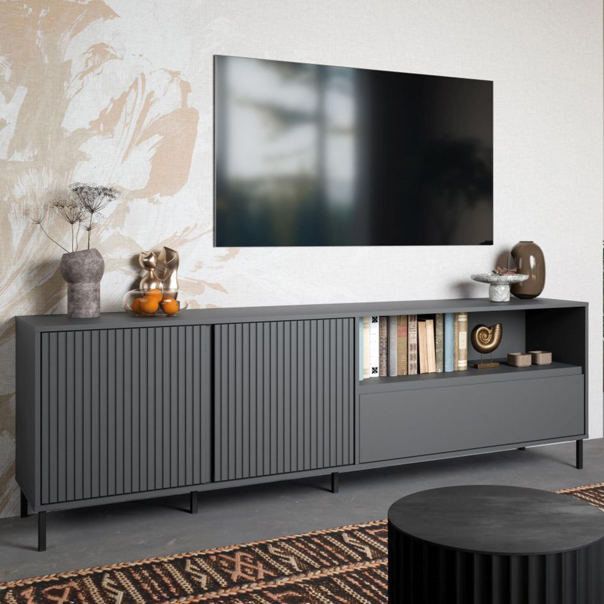 Avenale TV Cabinet - 2 Door - 1 Drawer - 207.8cm - Wide - Anthracite