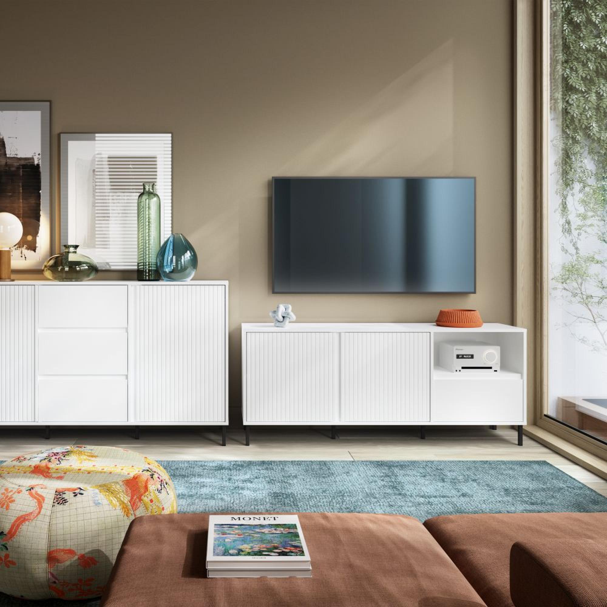 Avenale TV Cabinet - 2 Door - 1 Drawer - 157.8cm - Alpine White High Gloss