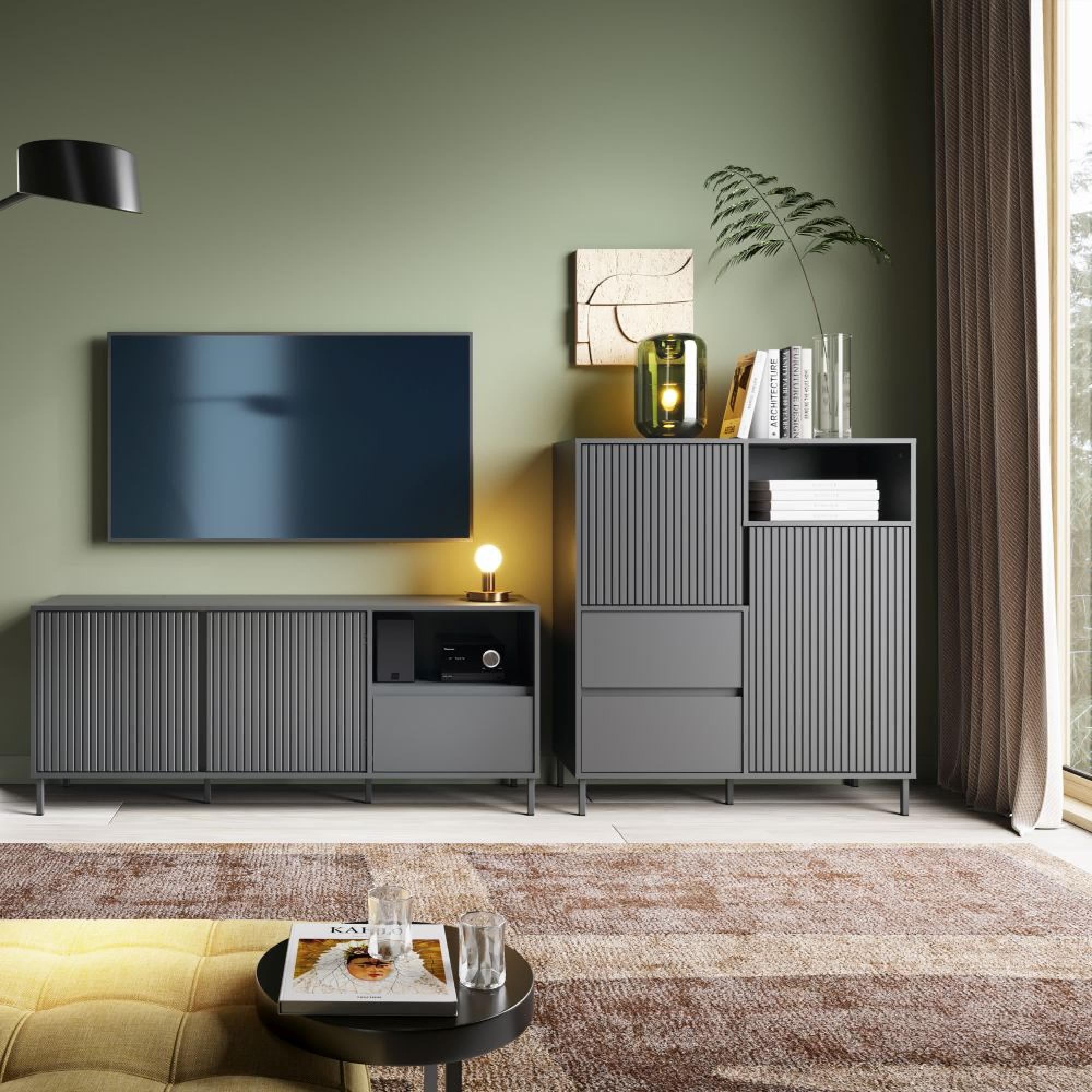 Avenale TV Cabinet - 2 Door - 1 Drawer - 157.8cm - Anthracite