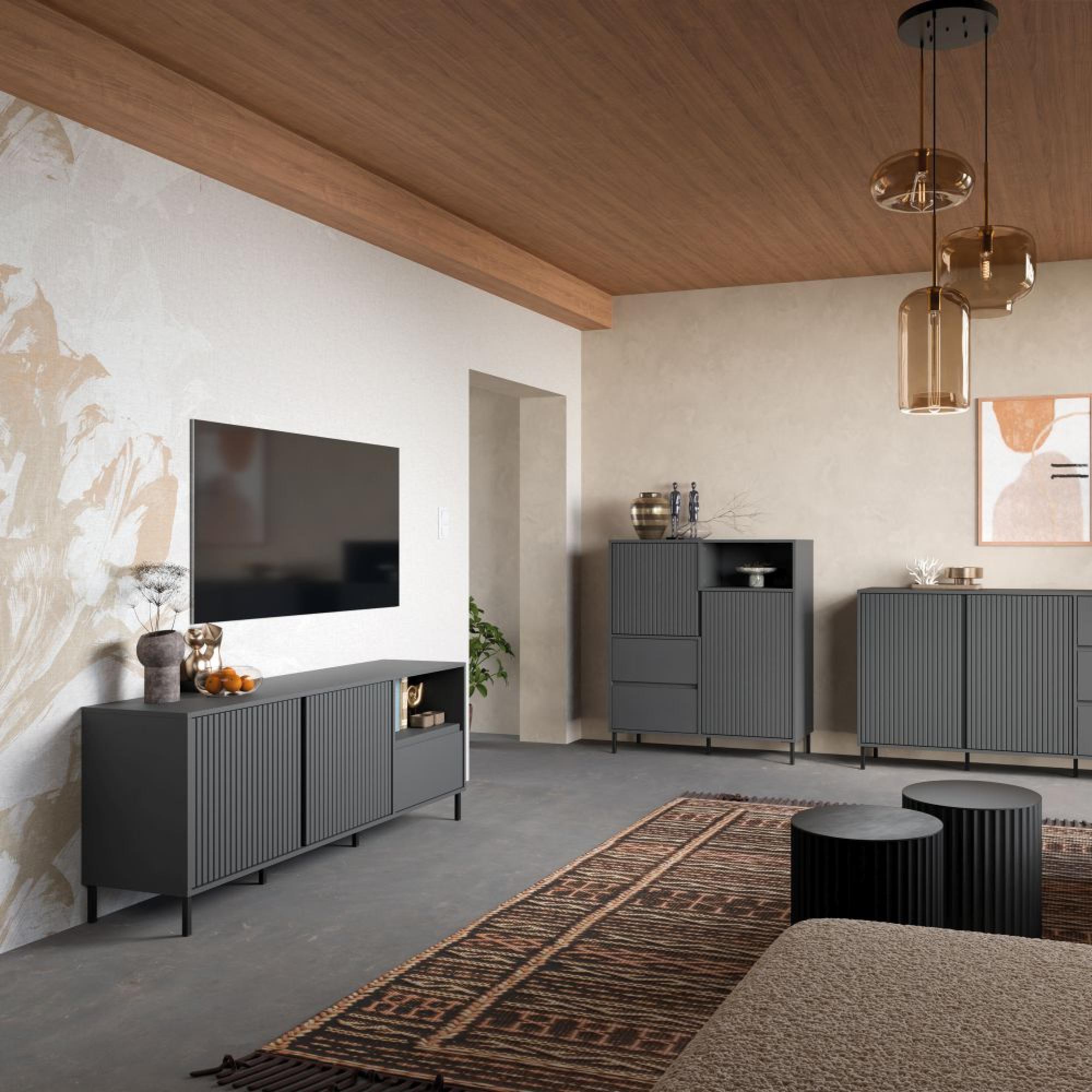 Avenale TV Cabinet - 2 Door - 1 Drawer - 157.8cm - Anthracite