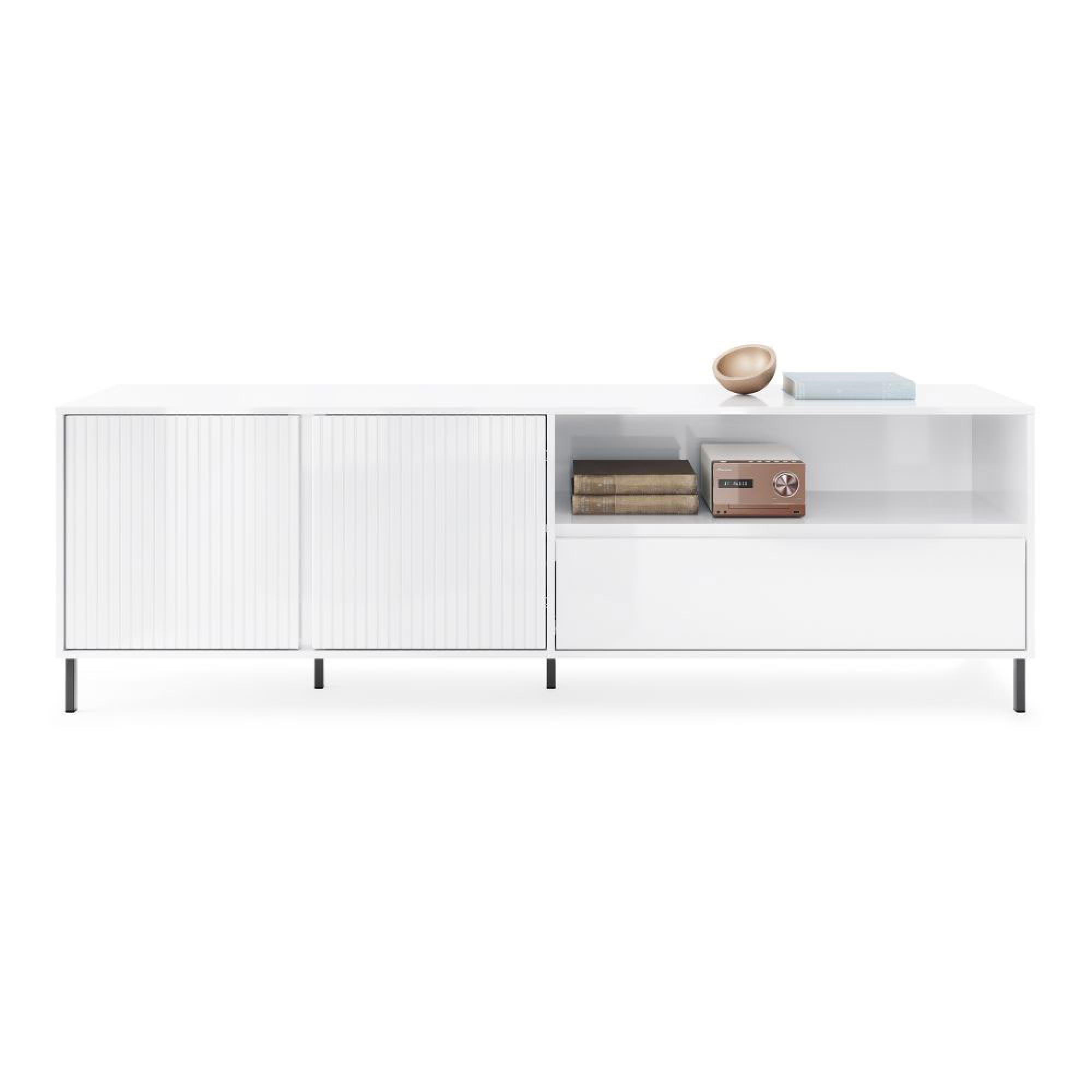 Avenale TV Cabinet - 2 Door - 1 Drawer - 207.8cm - Wide - Alpine White High Gloss