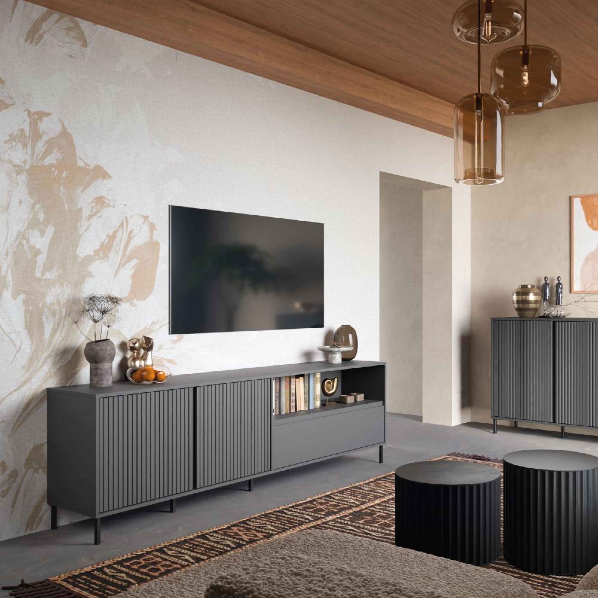 Avenale TV Cabinet - 2 Door - 1 Drawer - 207.8cm - Wide - Anthracite