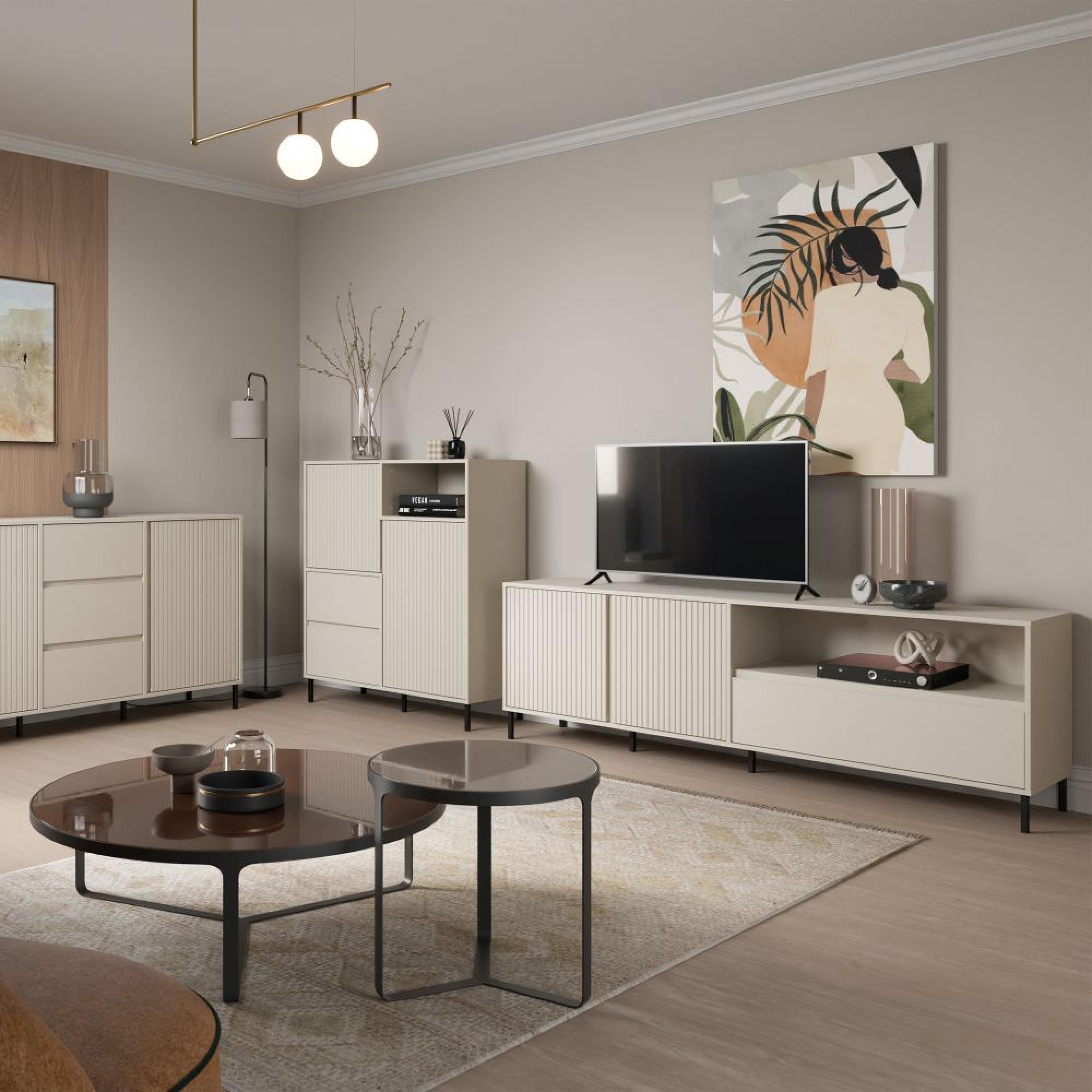 Avenale TV Cabinet - 2 Door - 1 Drawer - 207.8cm - Wide - Cashmere