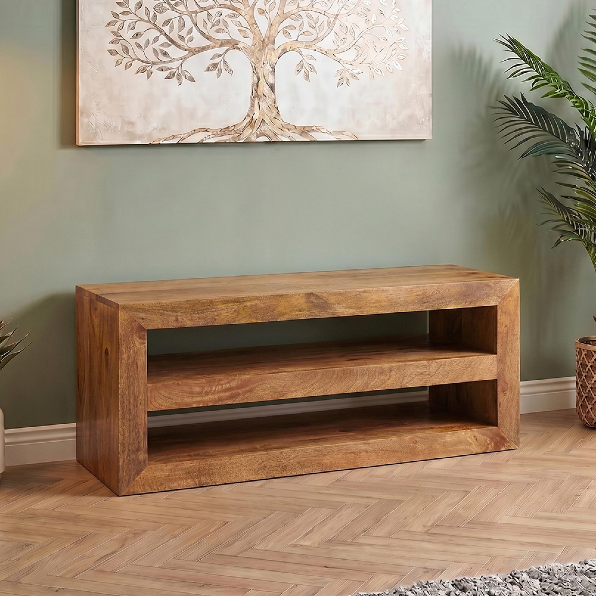 Dakota TV Unit - 107cm - Light Mango Wood