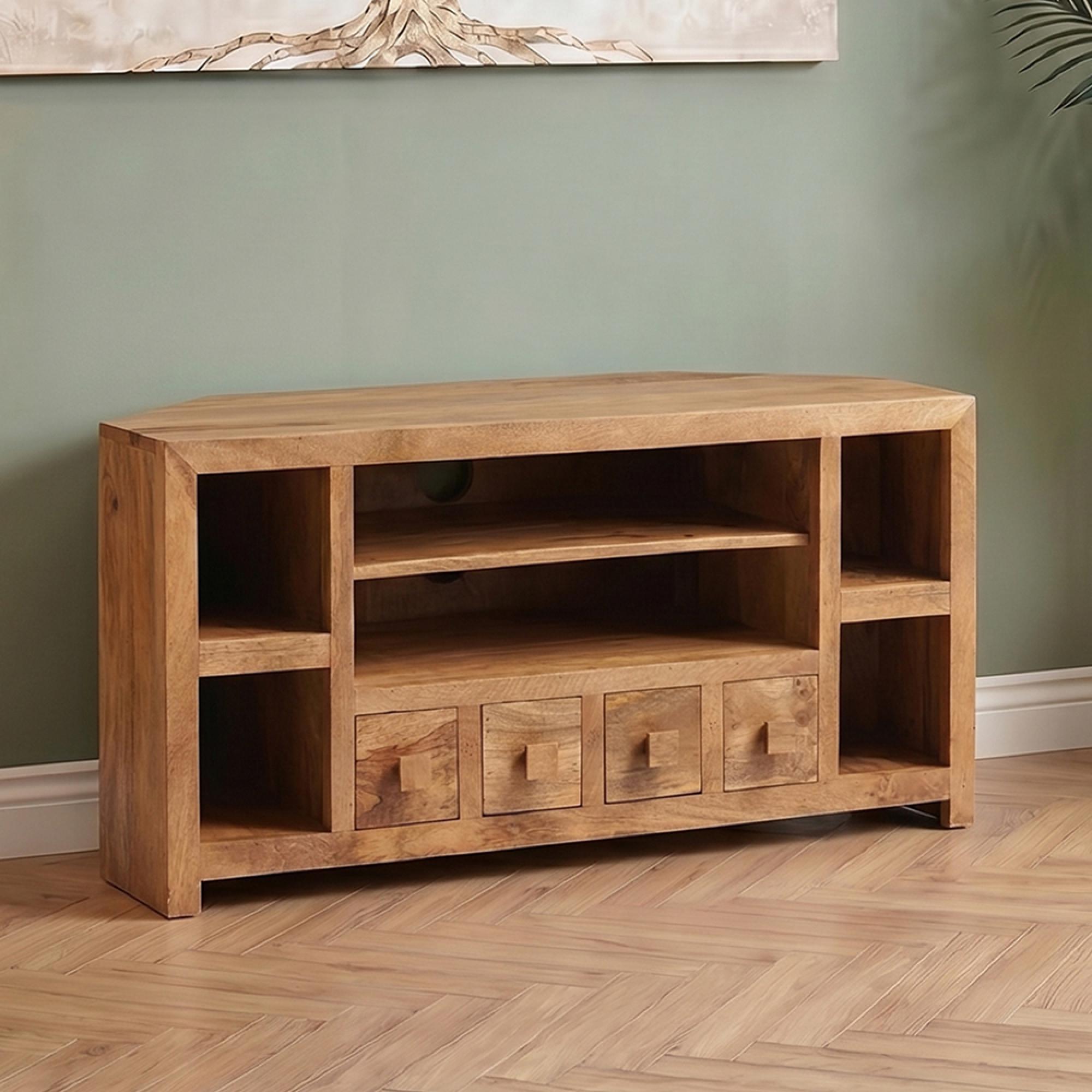 Dakota TV Unit - Corner - 110cm - Light Mango Wood