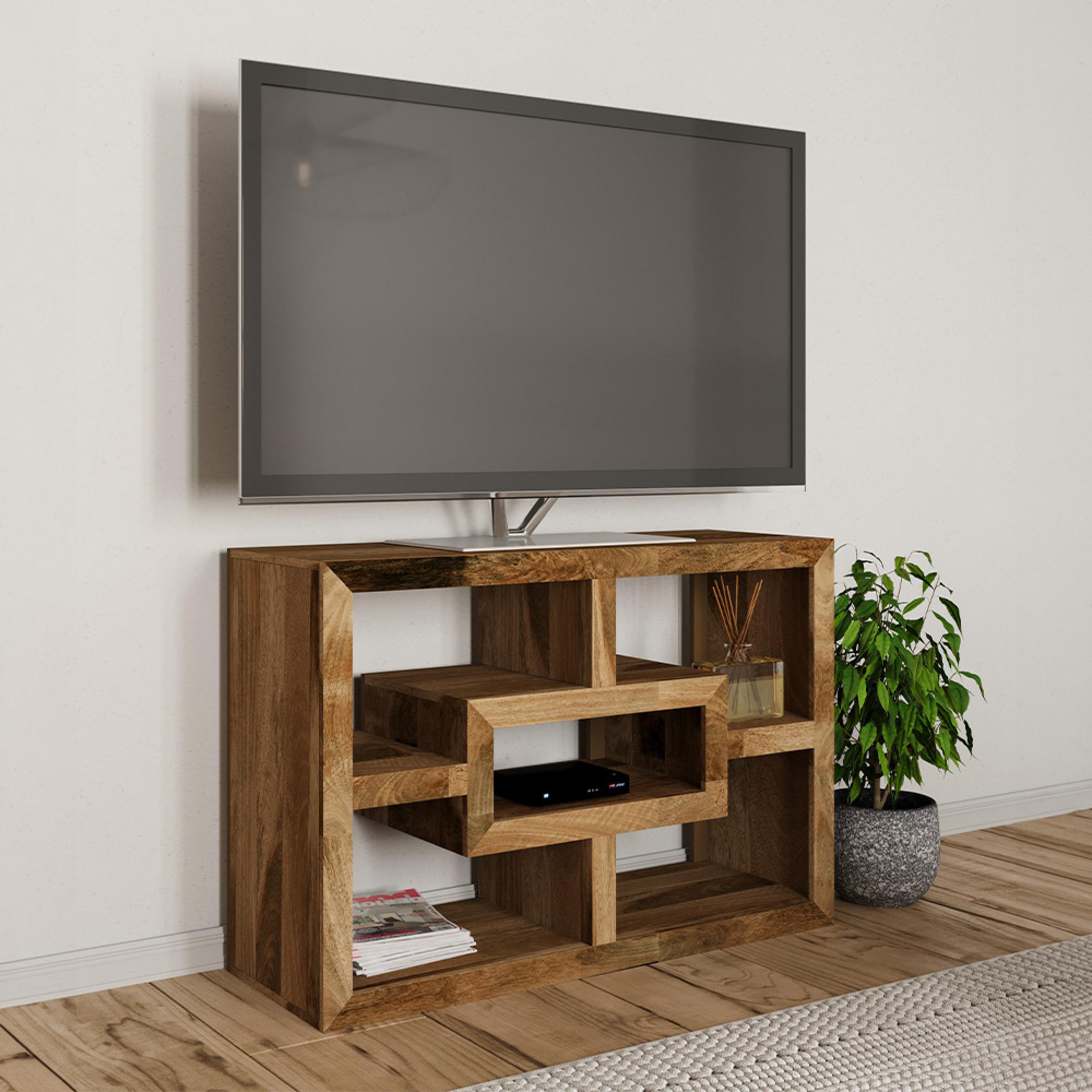 Cube TV Cabinet - 105cm - Natural Mango Wood