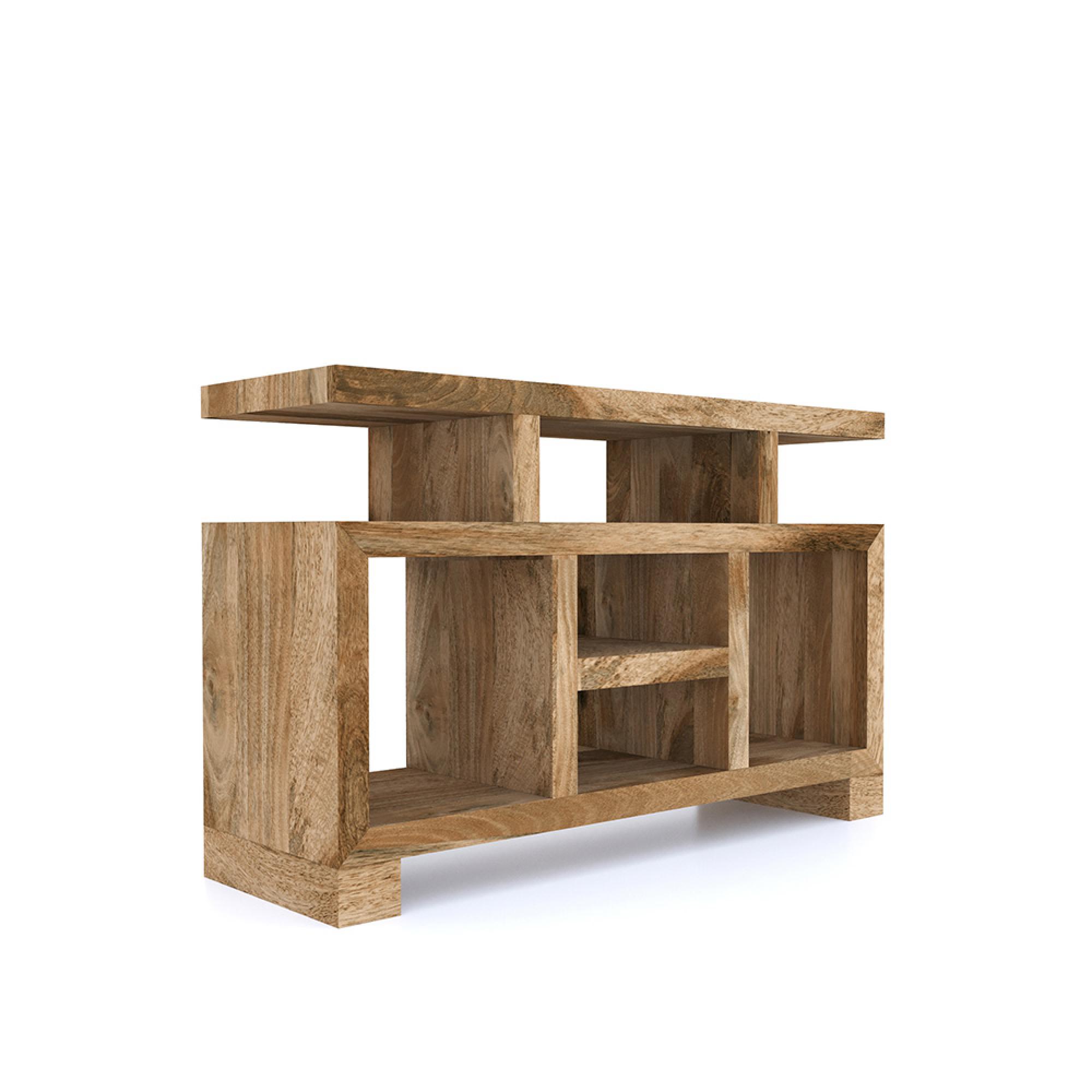 Cube TV Unit - 118cm - Light Mango Wood