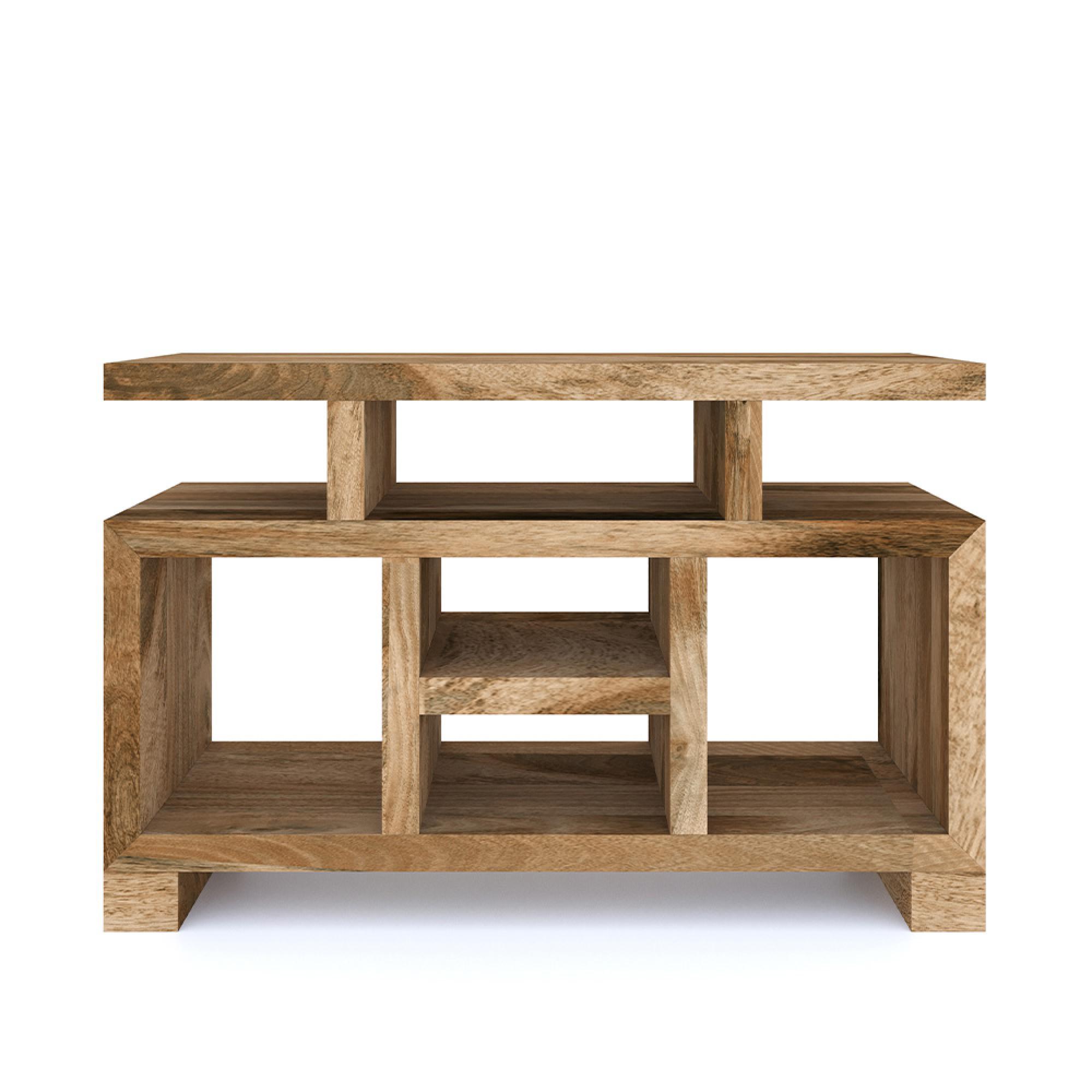 Cube TV Unit - 118cm - Light Mango Wood