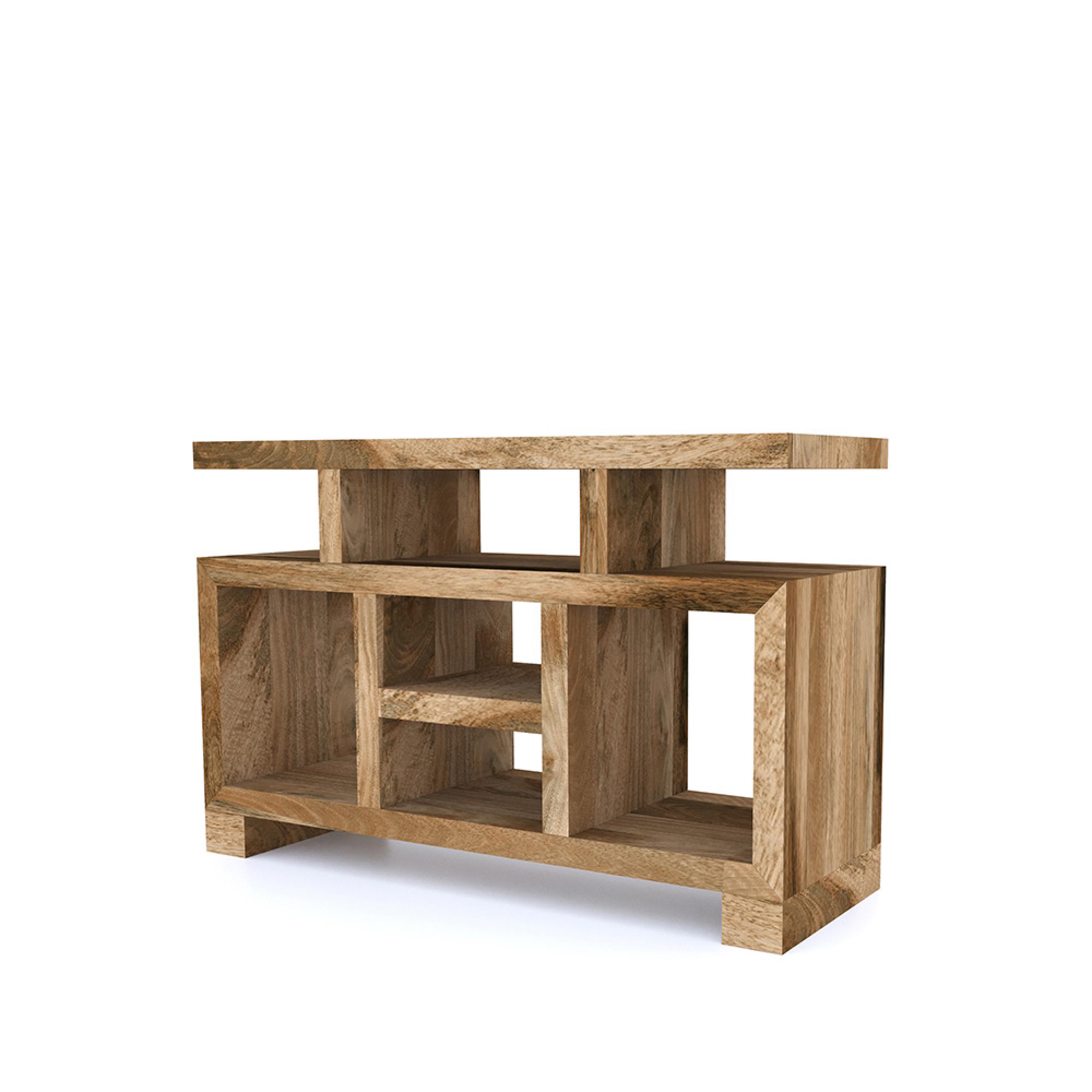 Cube TV Unit - 118cm - Light Mango Wood