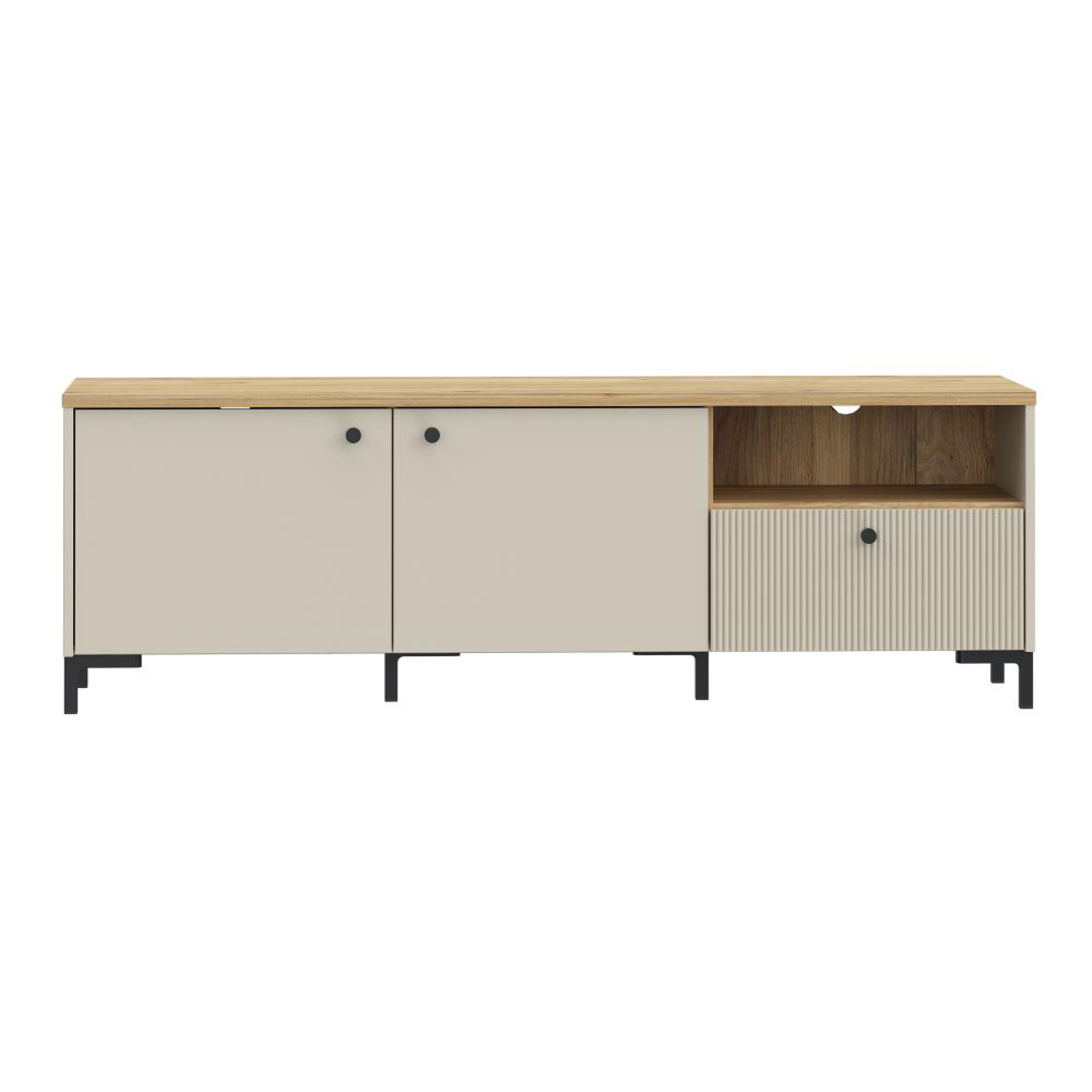 Bixbite TV Unit - 2 Door - 1 Drawer - 152.8cm - Fluted - Light Oak and Sand