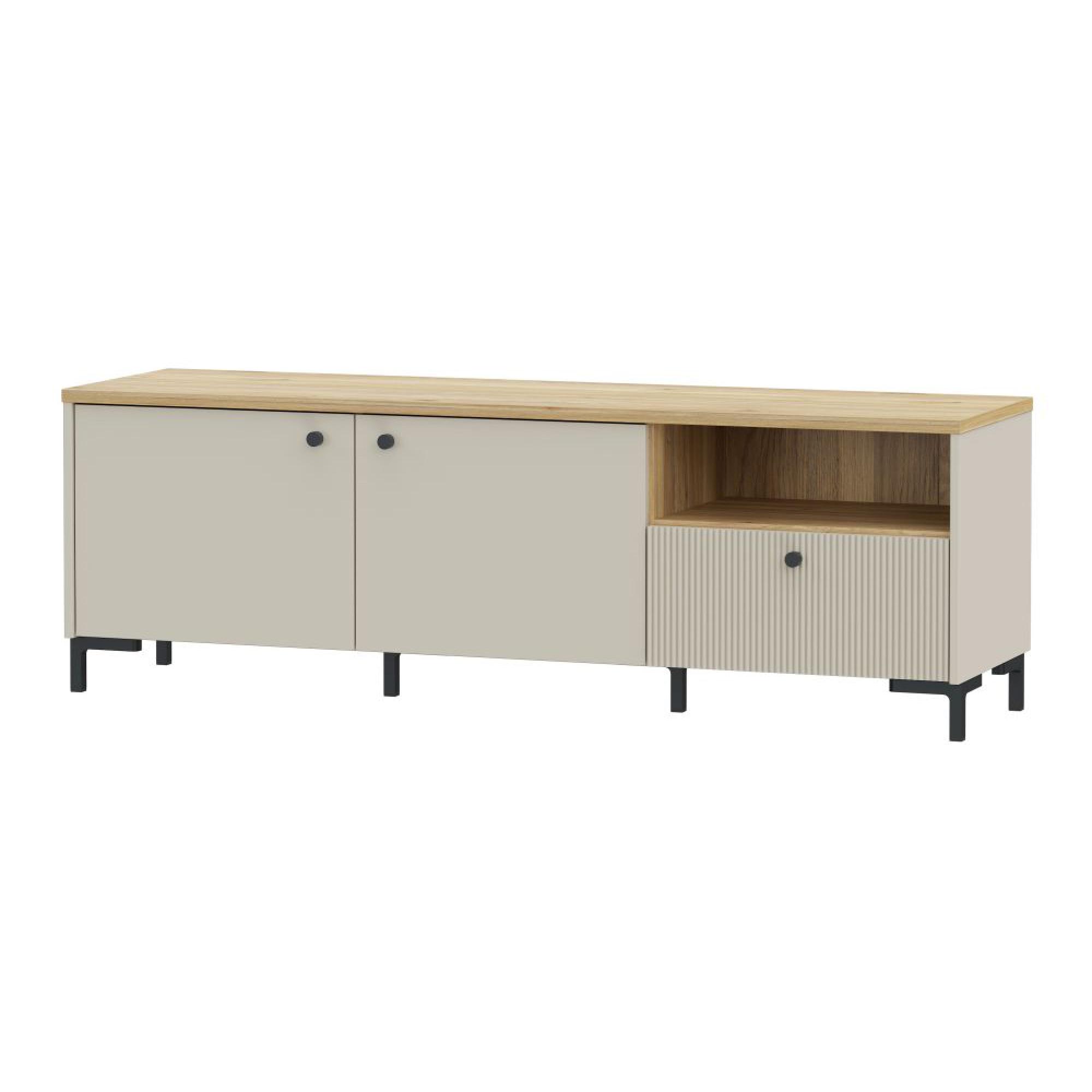 Bixbite TV Unit - 2 Door - 1 Drawer - 152.8cm - Fluted - Light Oak and Sand