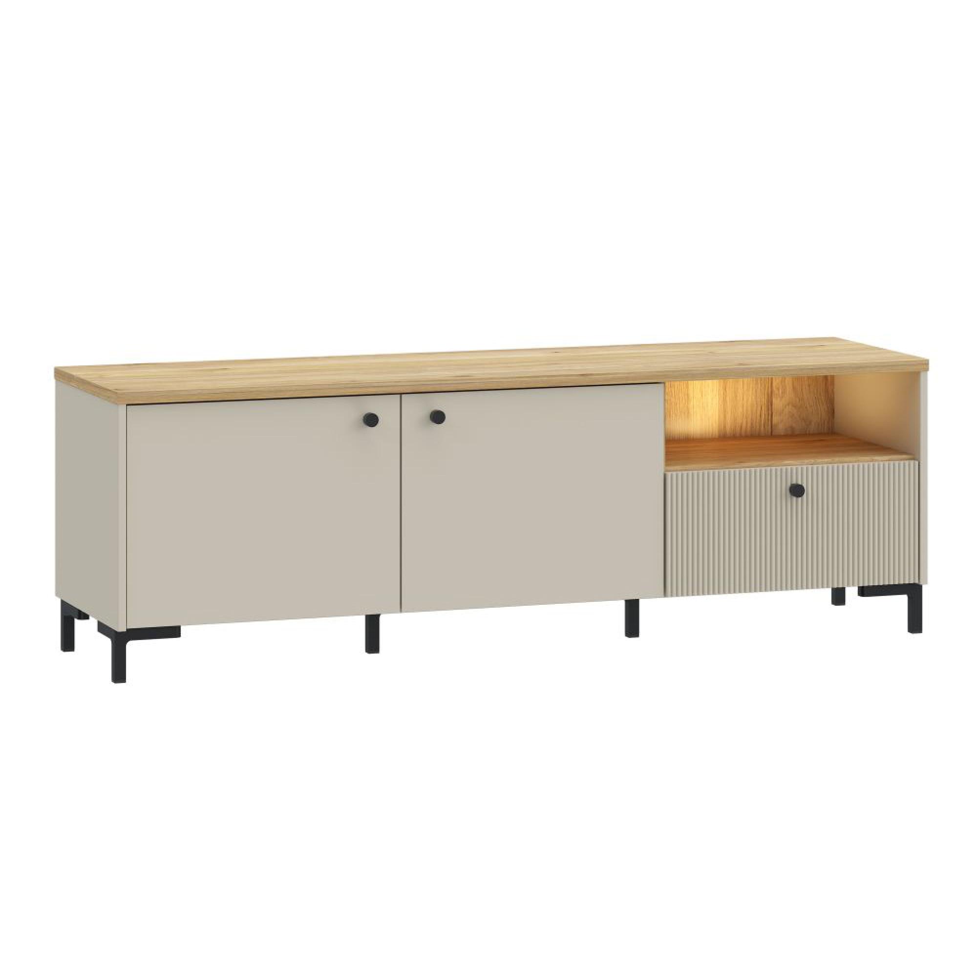 Bixbite TV Unit - 2 Door - 1 Drawer - 152.8cm - Fluted - Light Oak and Sand