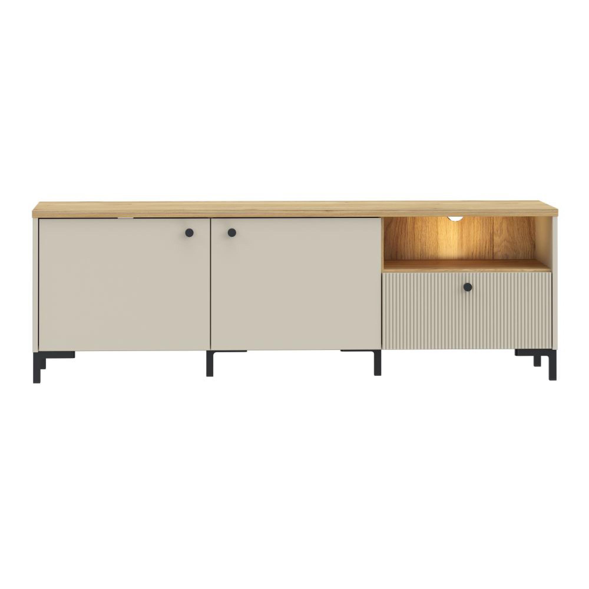Bixbite TV Unit - 2 Door - 1 Drawer - 152.8cm - Fluted - Light Oak and Sand