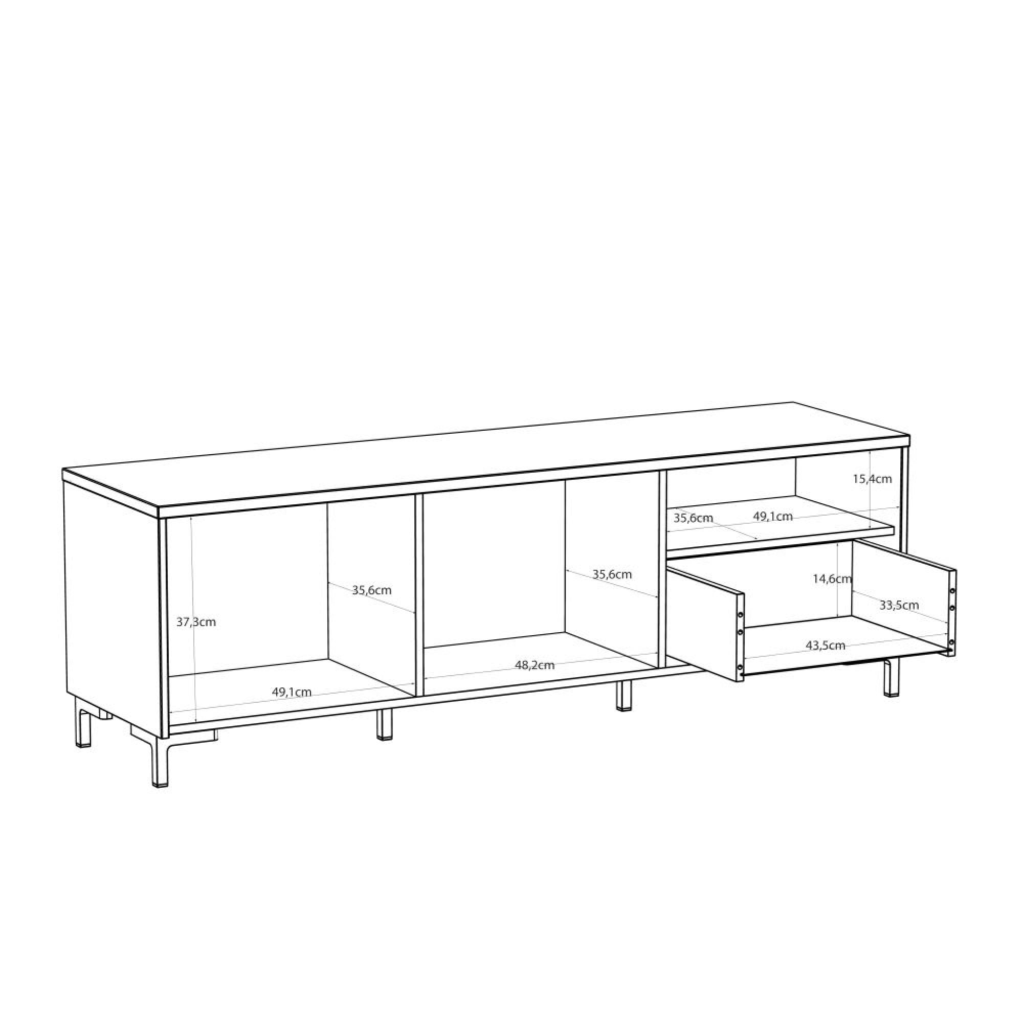 Bixbite TV Unit - 2 Door - 1 Drawer - 152.8cm - Fluted - Light Oak and Sand