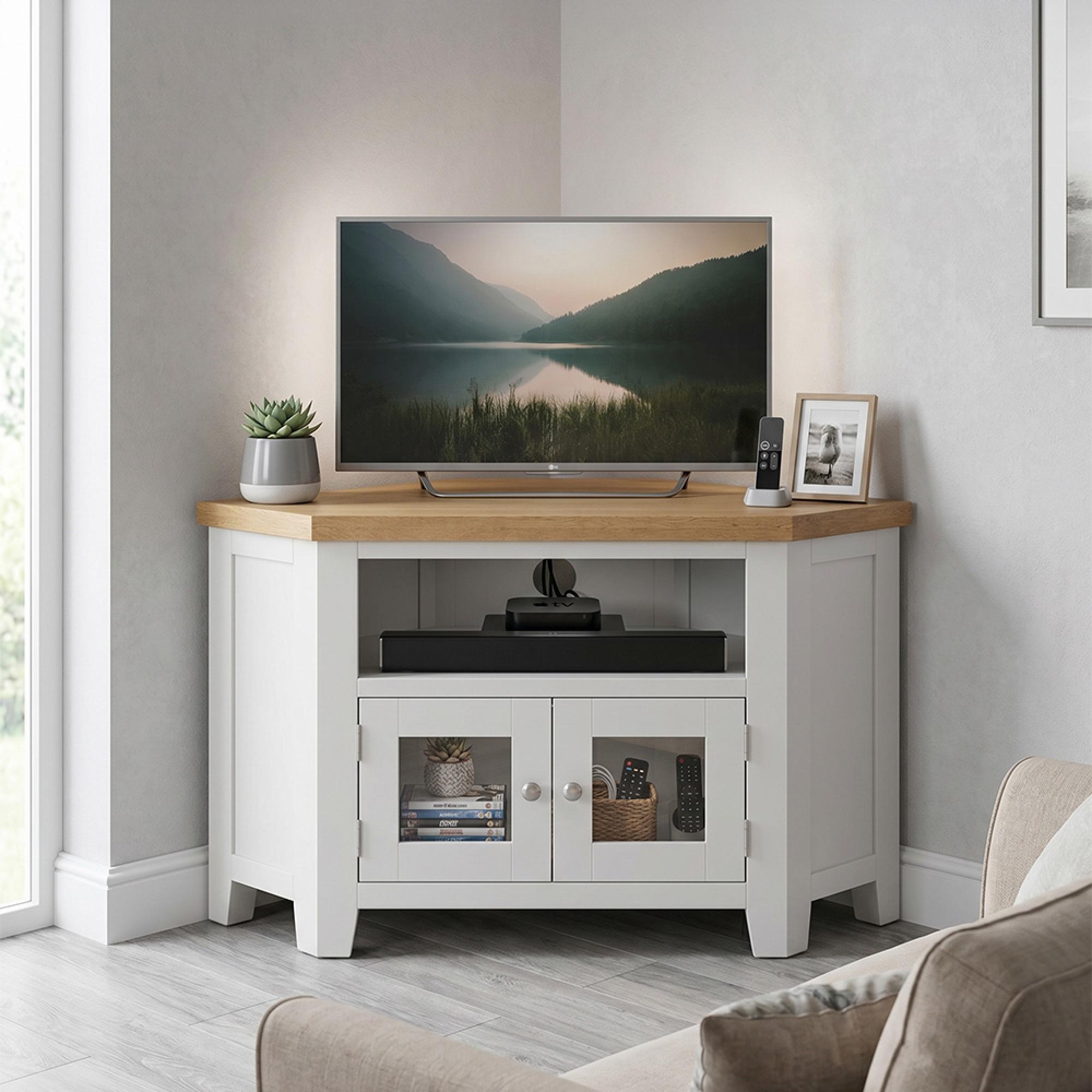 Melbourne TV Cabinet - 105cm - Glazed - White and Wood