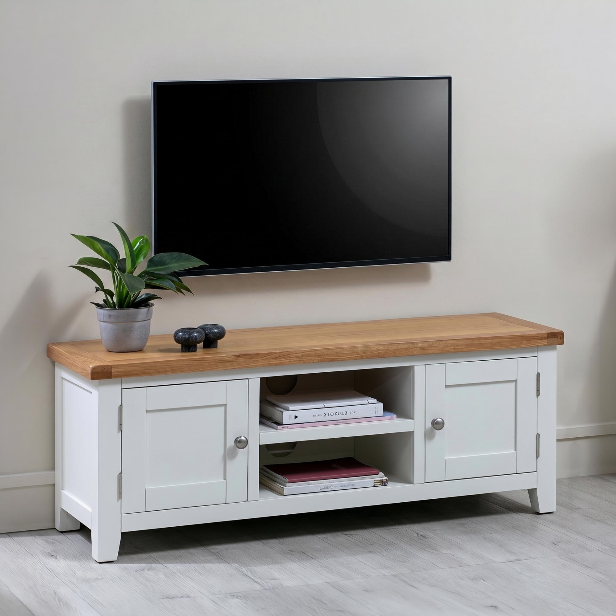 Melbourne TV Unit - 134cm - White and Wood