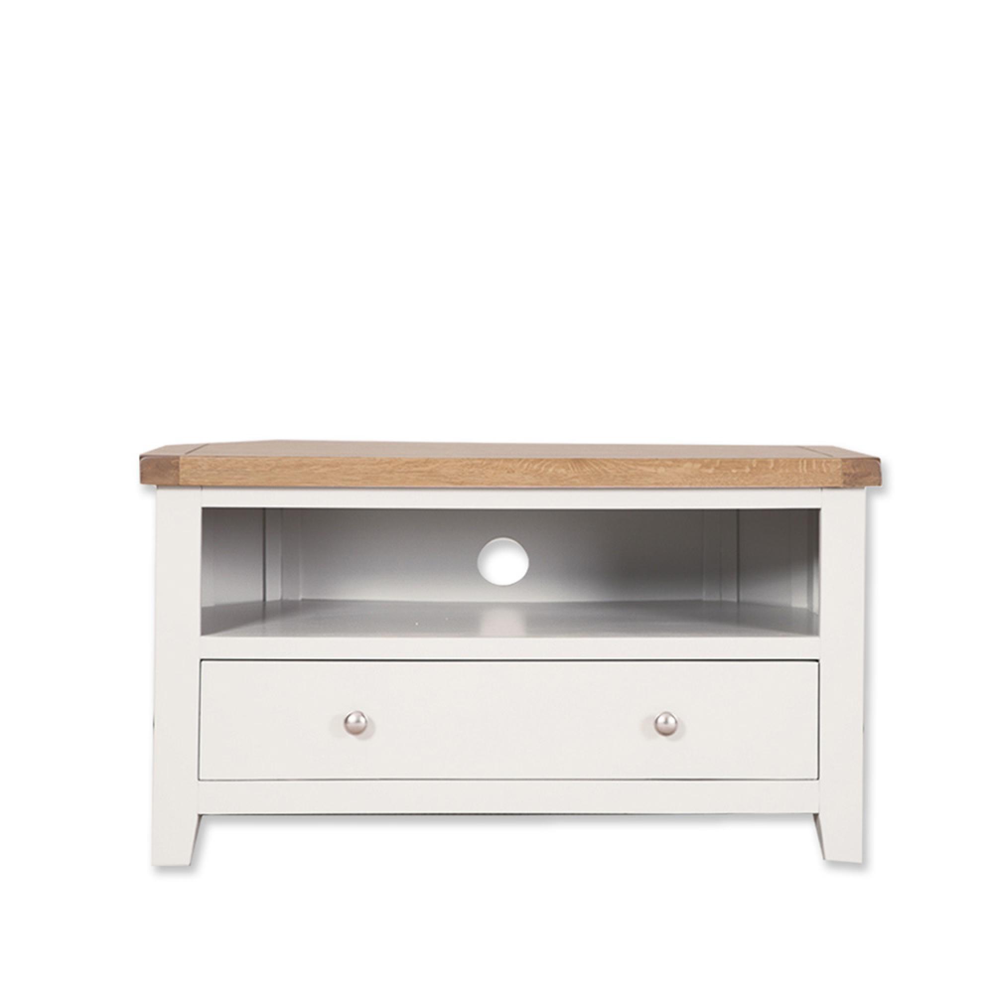 Melbourne TV Unit - Corner - 102cm - White and Wood
