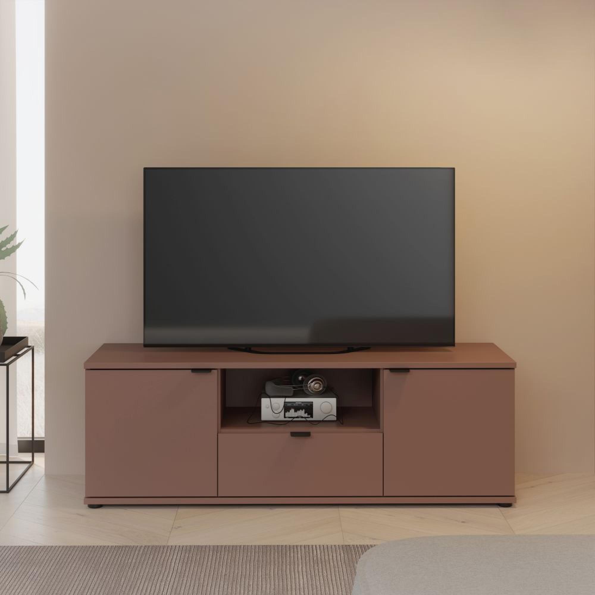 Ganymede TV Unit - 2 Door - 1 Drawer - 129.8cm - Terracotta