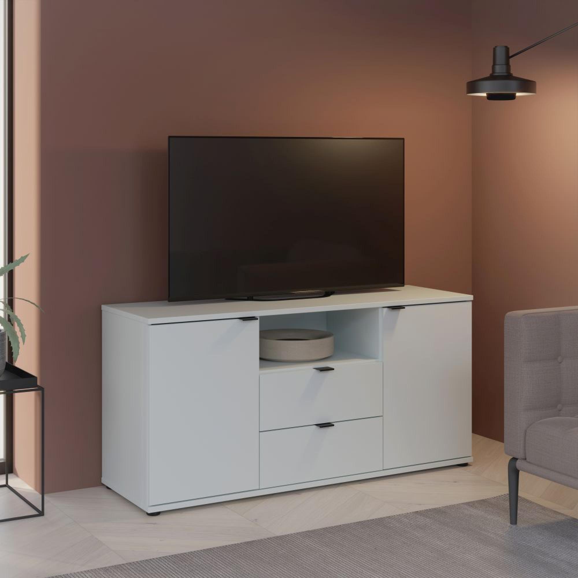 Ganymede TV Unit - 2 Door - 2 Drawer - 129.8cm - Light Grey