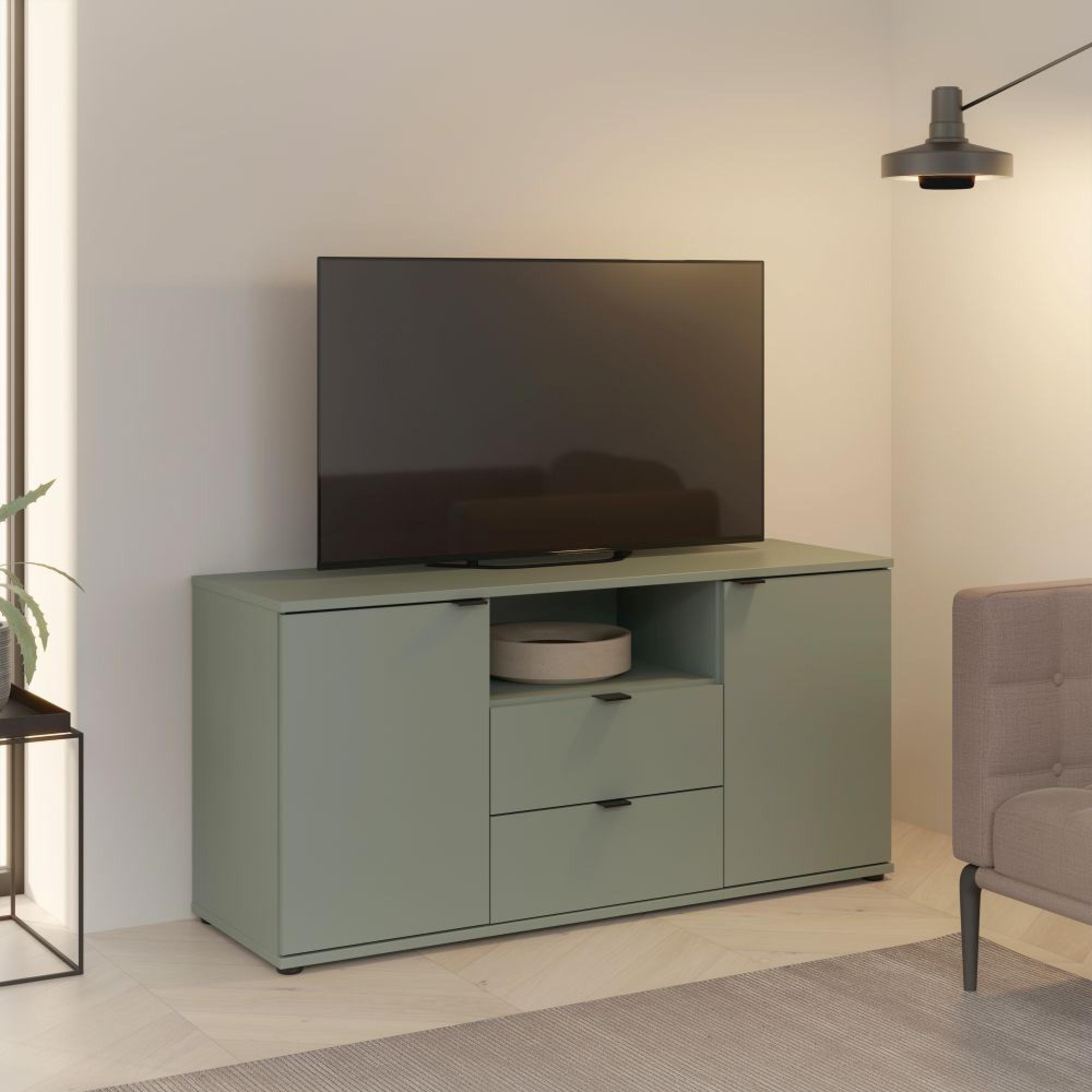 Ganymede TV Unit - 2 Door - 2 Drawer - 129.8cm - Sage Green