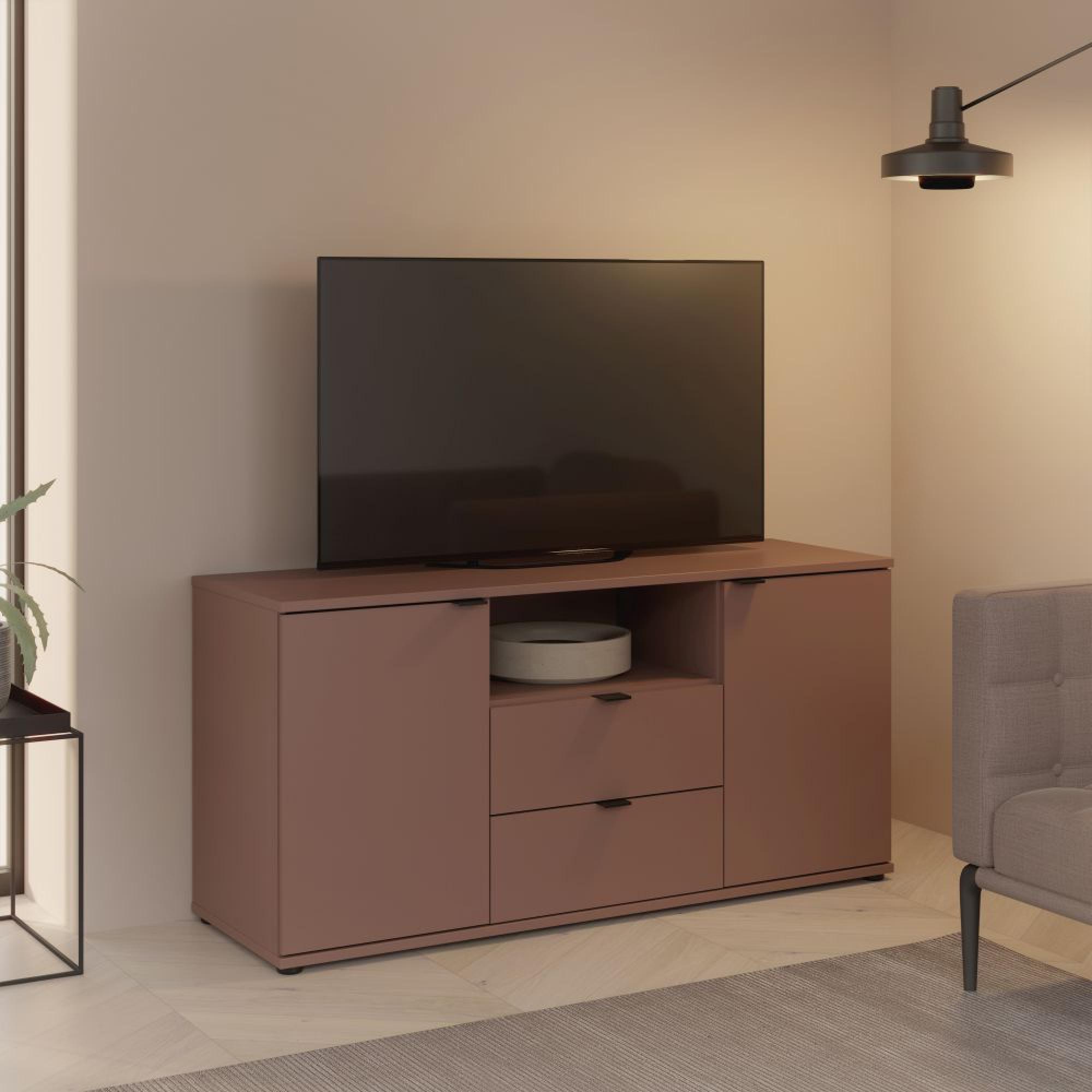 Ganymede TV Unit - 2 Door - 2 Drawer - 129.8cm - Terracotta