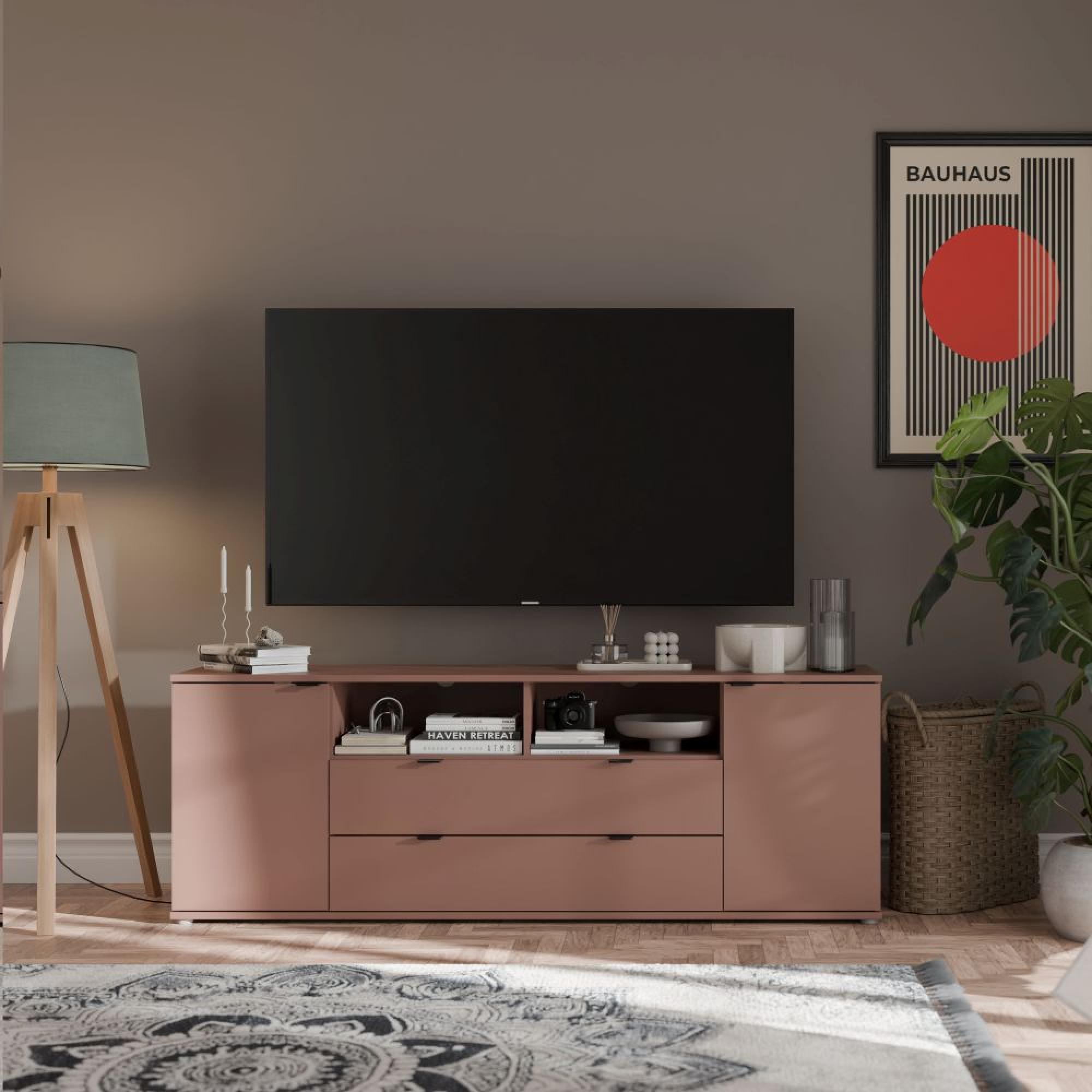 Ganymede TV Unit - 2 Door - 2 Drawer - Wide - 179.5cm - Terracotta
