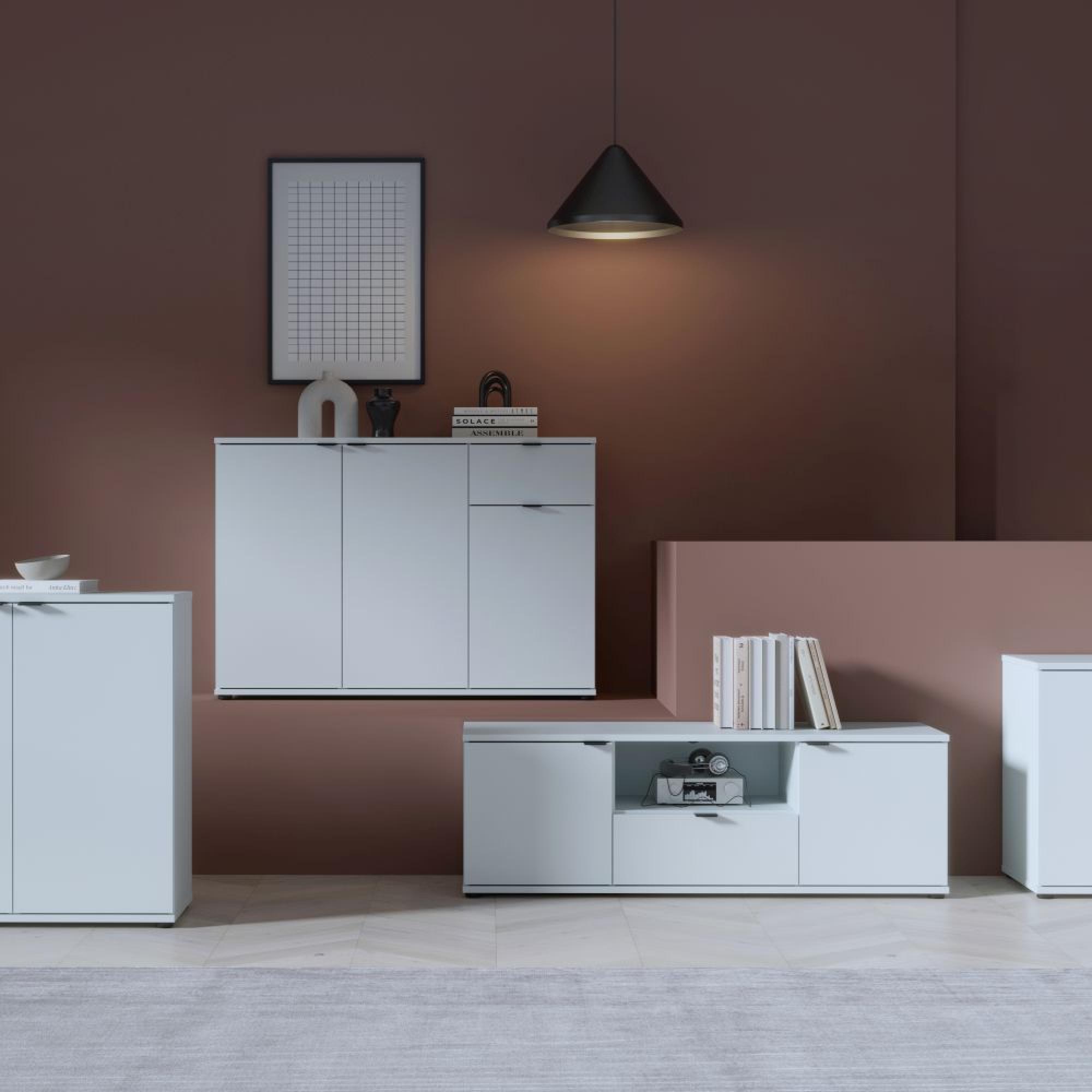 Ganymede TV Unit - 2 Door - 1 Drawer - 129.8cm - Light Grey