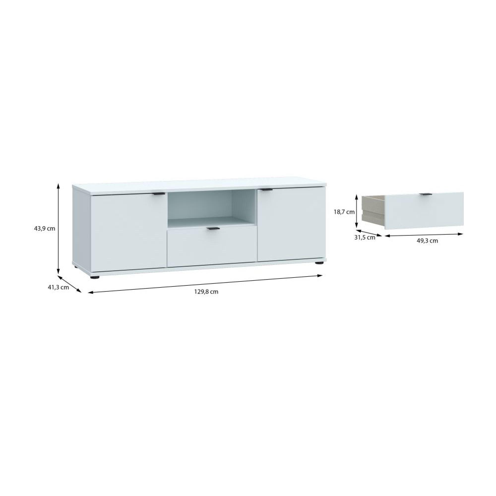 Ganymede TV Unit - 2 Door - 1 Drawer - 129.8cm - Light Grey