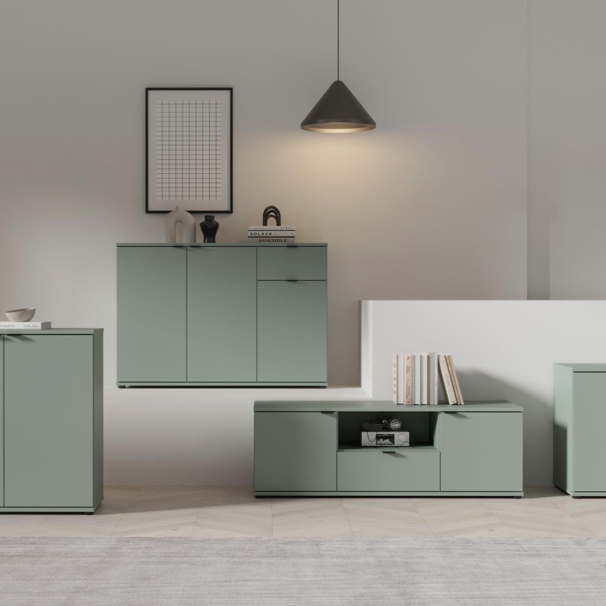 Ganymede TV Unit - 2 Door - 1 Drawer - 129.8cm - Sage Green