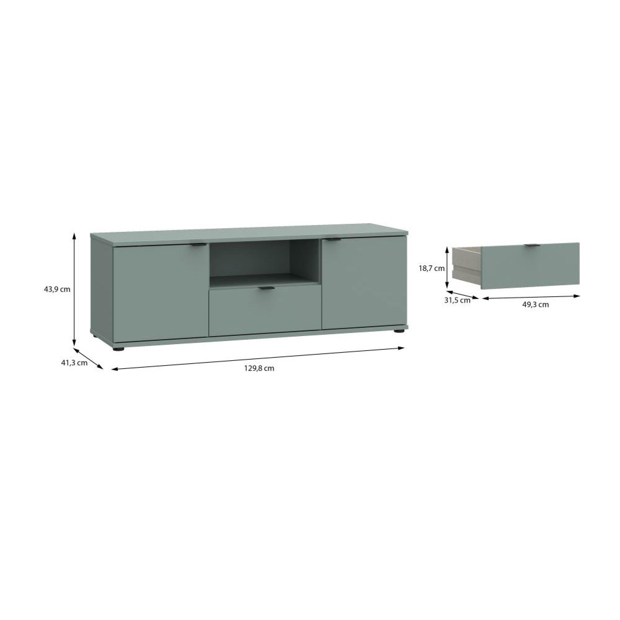 Ganymede TV Unit - 2 Door - 1 Drawer - 129.8cm - Sage Green