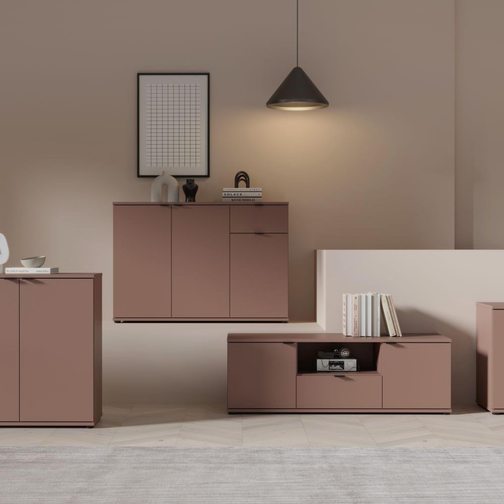 Ganymede TV Unit - 2 Door - 1 Drawer - 129.8cm - Terracotta