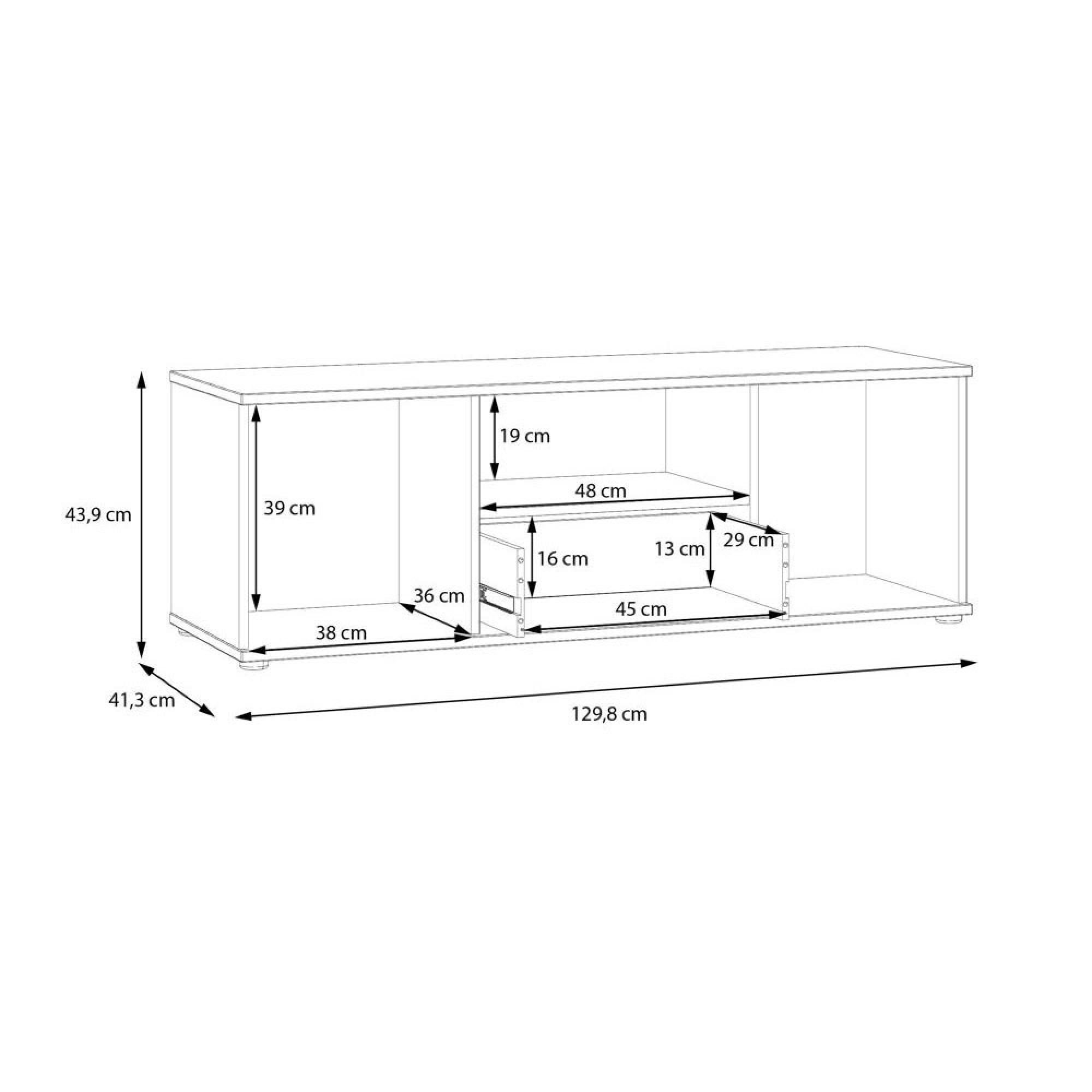 Ganymede TV Unit - 2 Door - 1 Drawer - 129.8cm - Terracotta