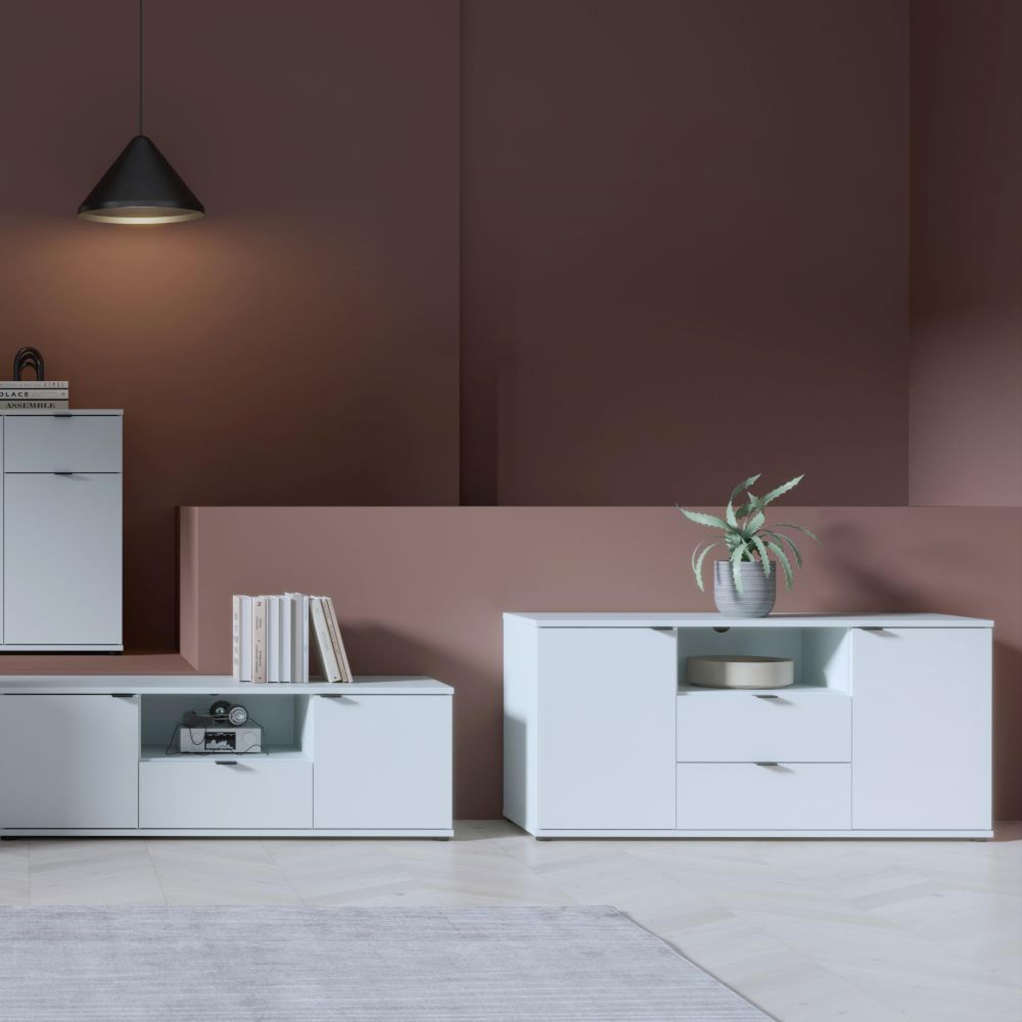 Ganymede TV Unit - 2 Door - 2 Drawer - 129.8cm - Light Grey