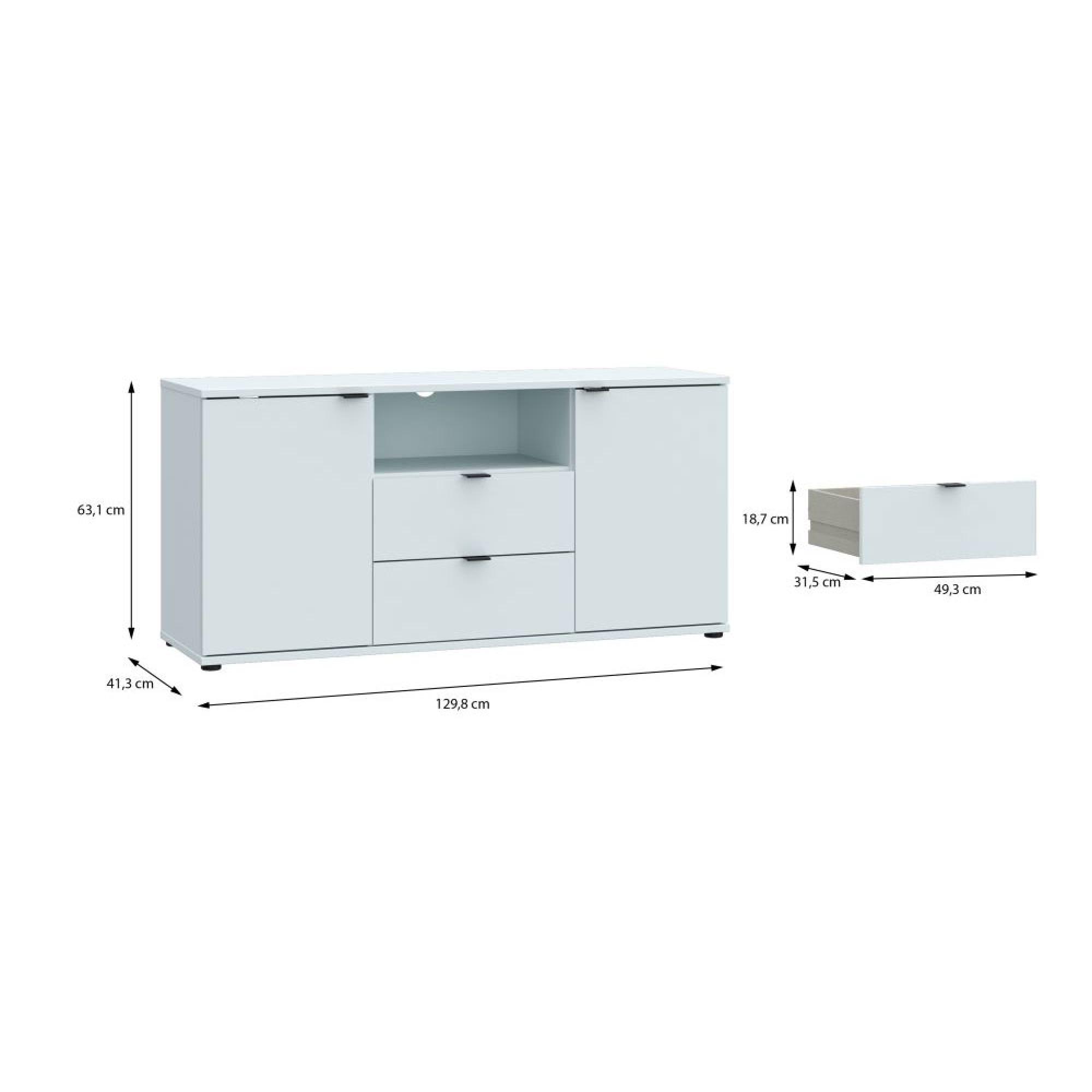 Ganymede TV Unit - 2 Door - 2 Drawer - 129.8cm - Light Grey
