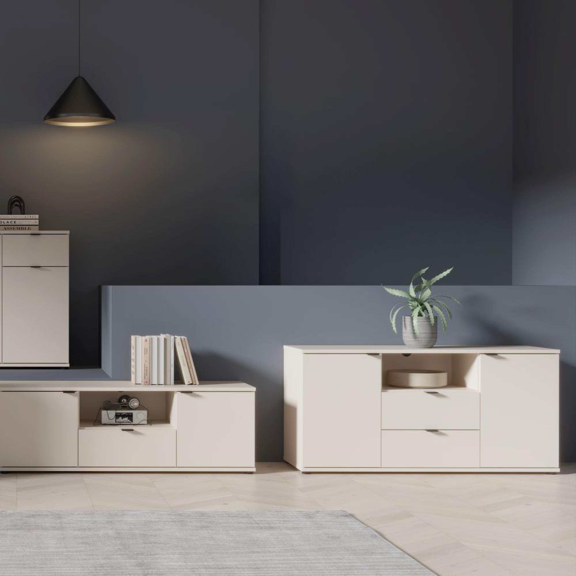 Ganymede TV Unit - 2 Door - 2 Drawer - 129.8cm - Sand