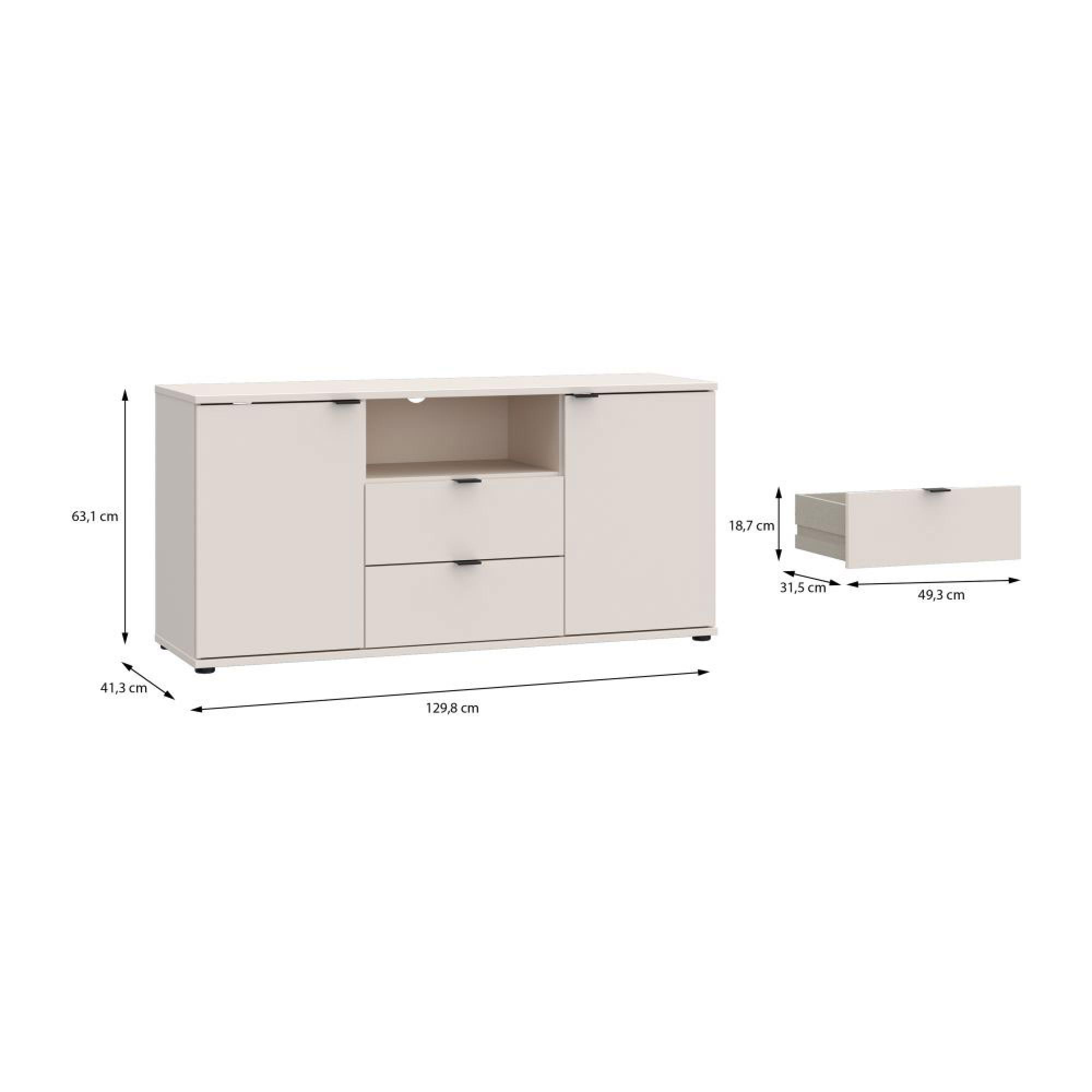 Ganymede TV Unit - 2 Door - 2 Drawer - 129.8cm - Sand