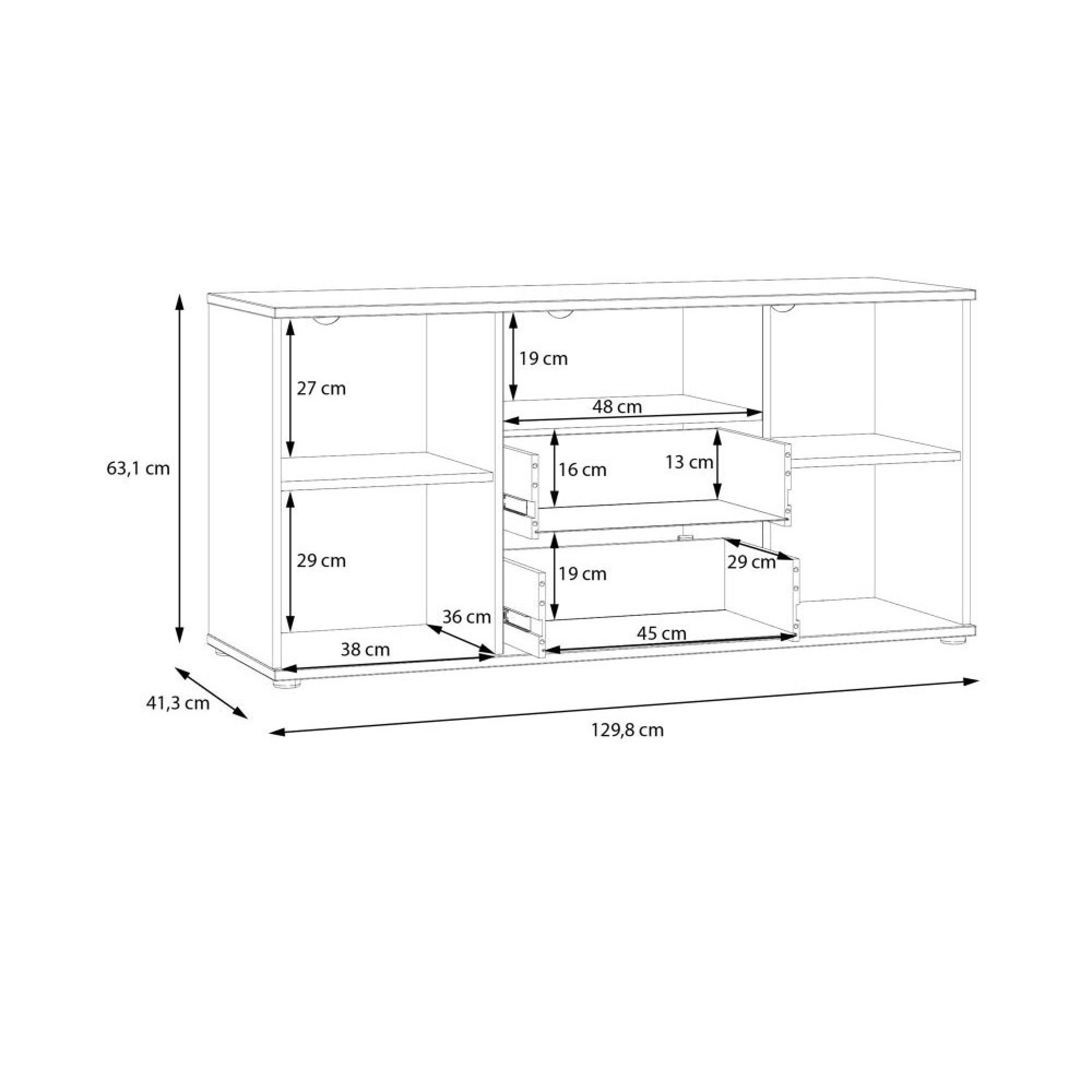 Ganymede TV Unit - 2 Door - 2 Drawer - 129.8cm - Sand