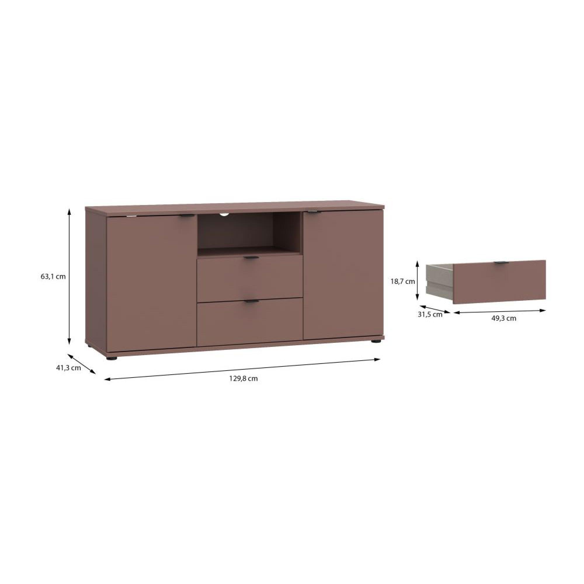 Ganymede TV Unit - 2 Door - 2 Drawer - 129.8cm - Terracotta