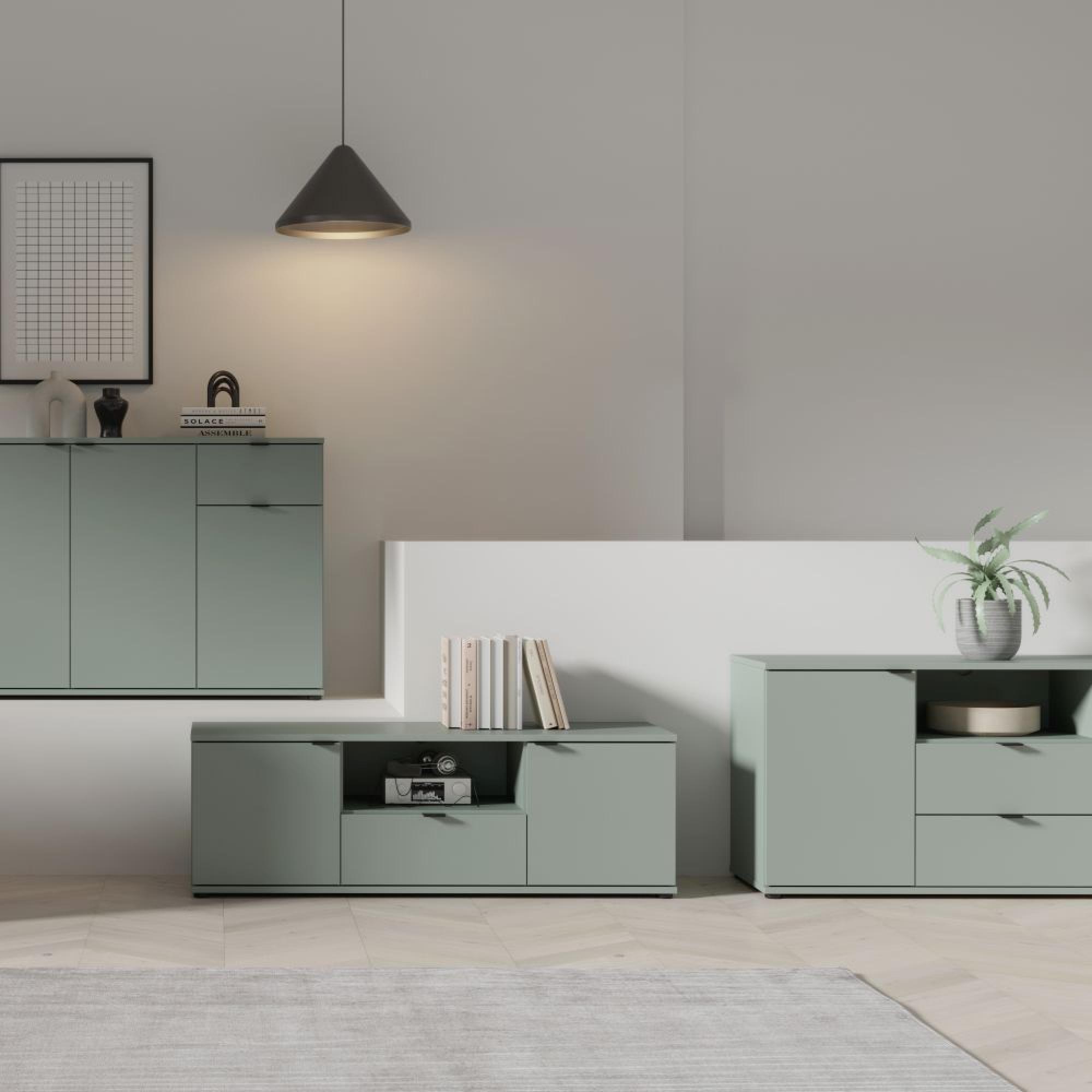 Ganymede TV Unit - 2 Door - 2 Drawer - Wide - 179.5cm - Sage Green