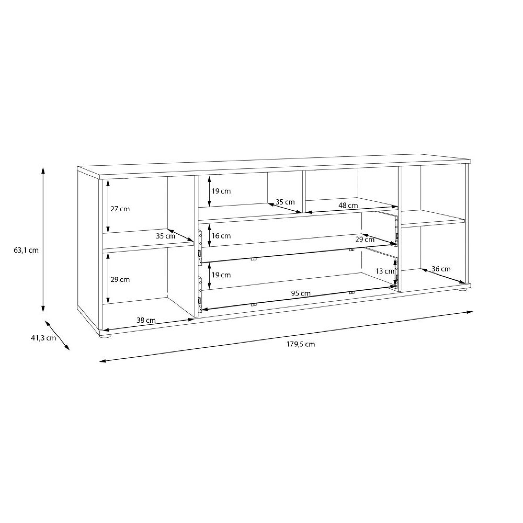 Ganymede TV Unit - 2 Door - 2 Drawer - Wide - 179.5cm - Sage Green