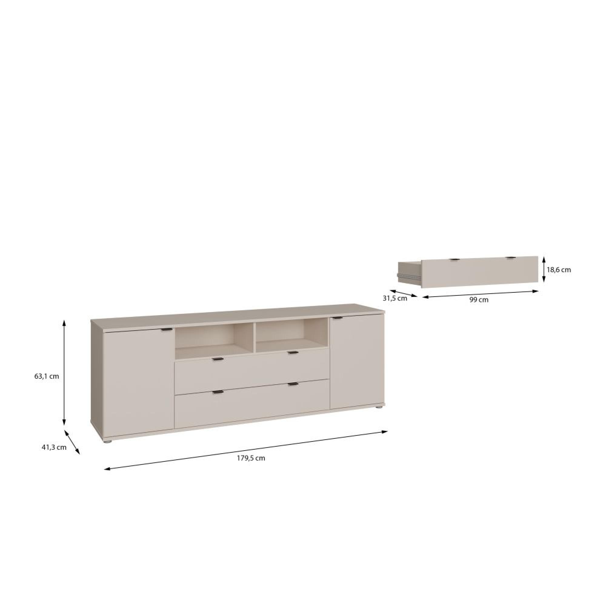 Ganymede TV Unit - 2 Door - 2 Drawer - Wide - 179.5cm - Sand