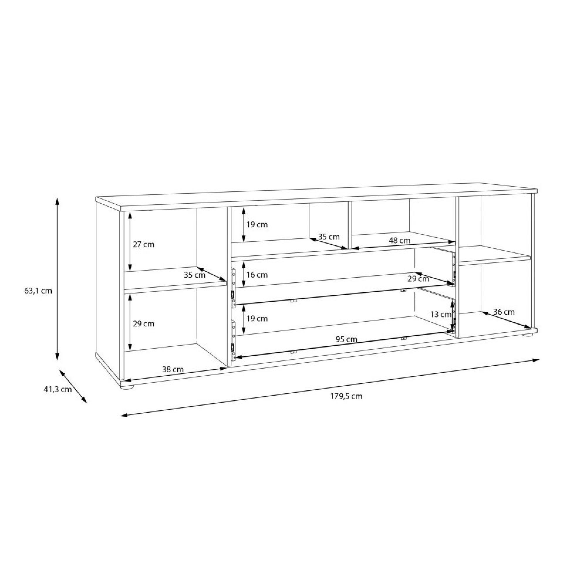 Ganymede TV Unit - 2 Door - 2 Drawer - Wide - 179.5cm - Sand