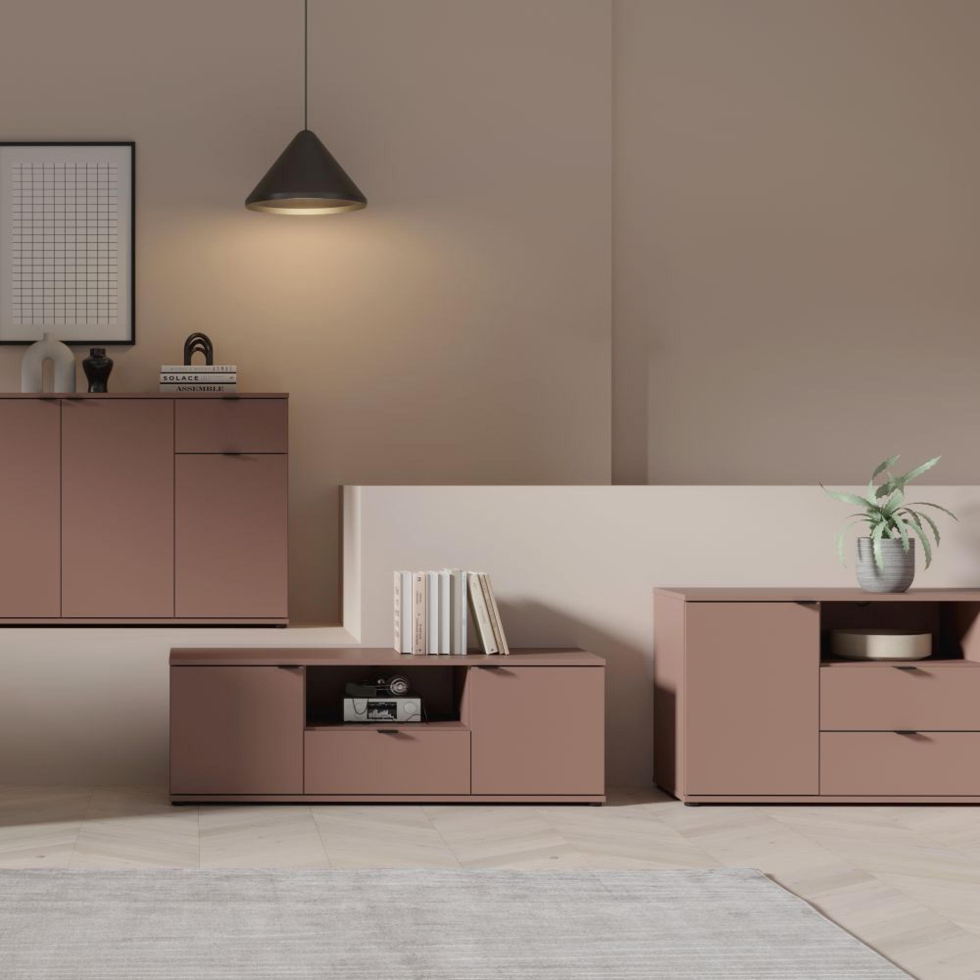 Ganymede TV Unit - 2 Door - 2 Drawer - Wide - 179.5cm - Terracotta