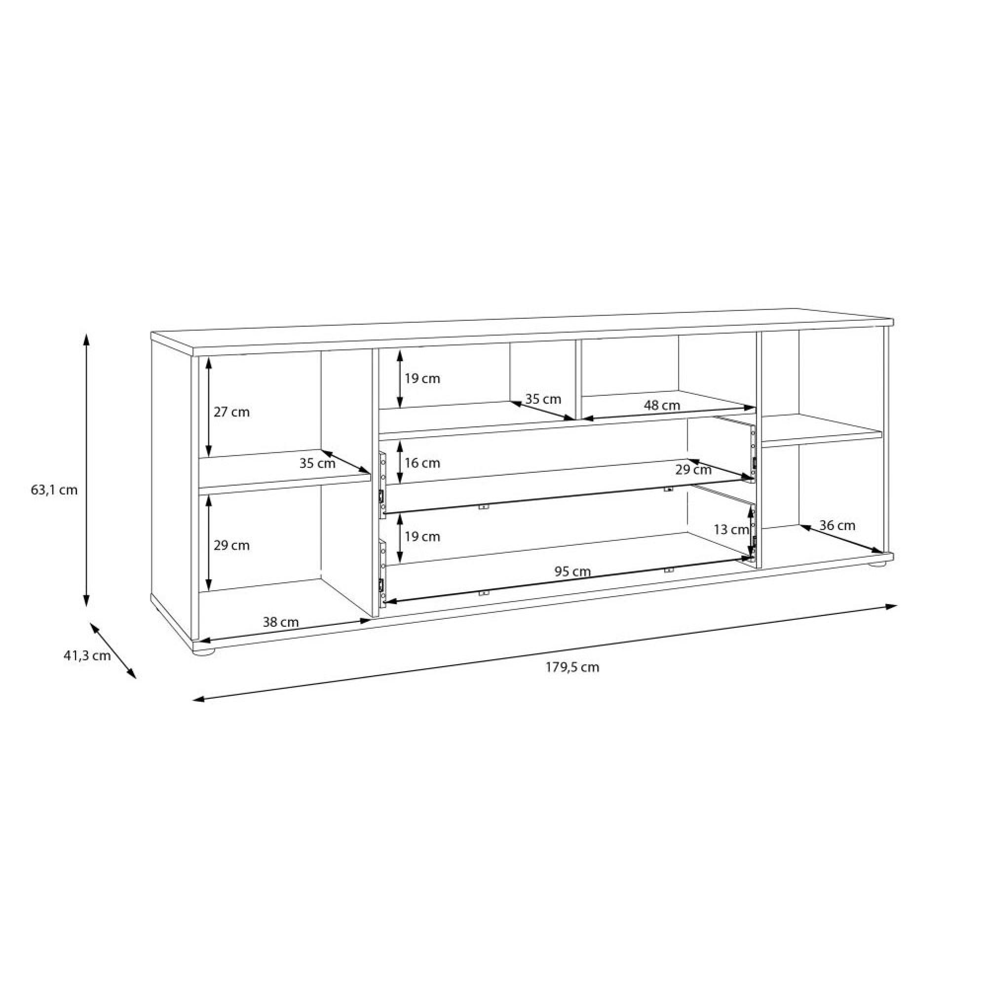 Ganymede TV Unit - 2 Door - 2 Drawer - Wide - 179.5cm - Terracotta