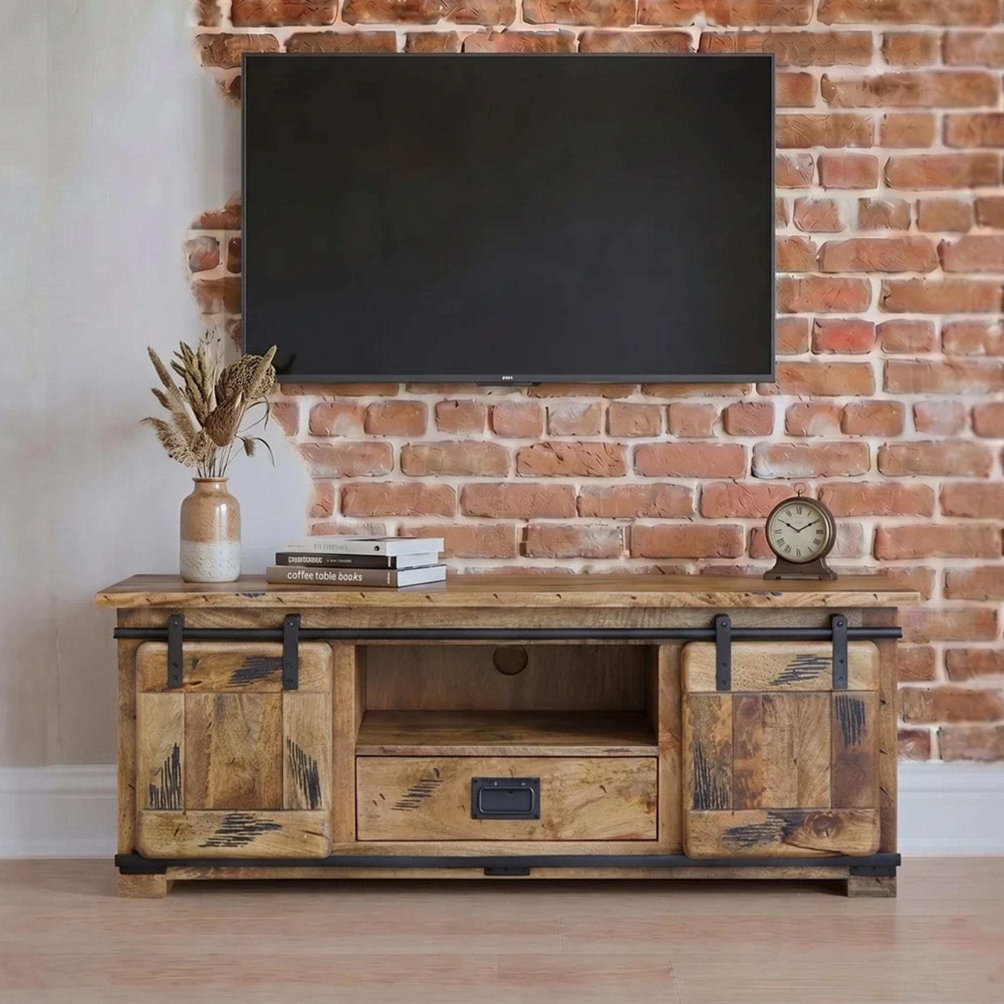 Raipur Works TV Unit - 135cm - Industrial Style Wooden