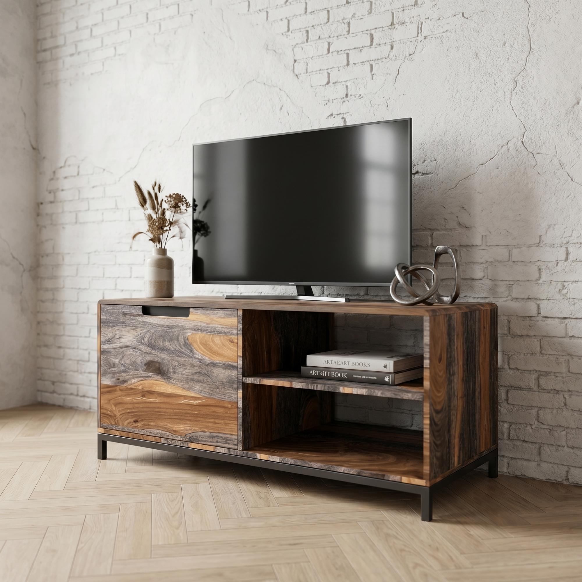 Goa TV Unit - 110cm - Dark Sheesham Wood