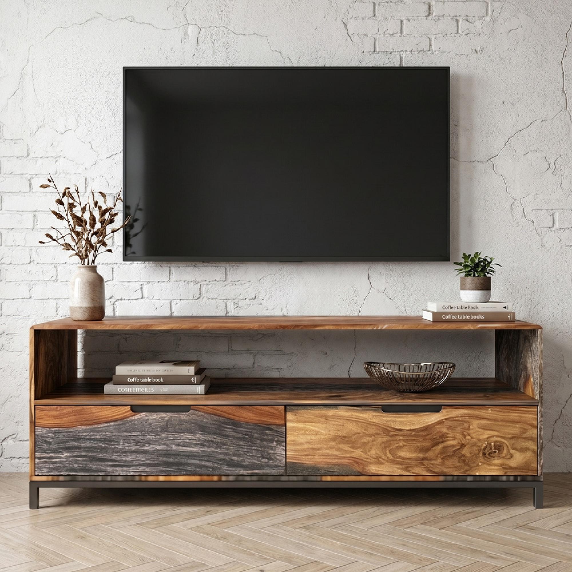 Goa TV Unit - 135cm - Dark Sheesham Wood