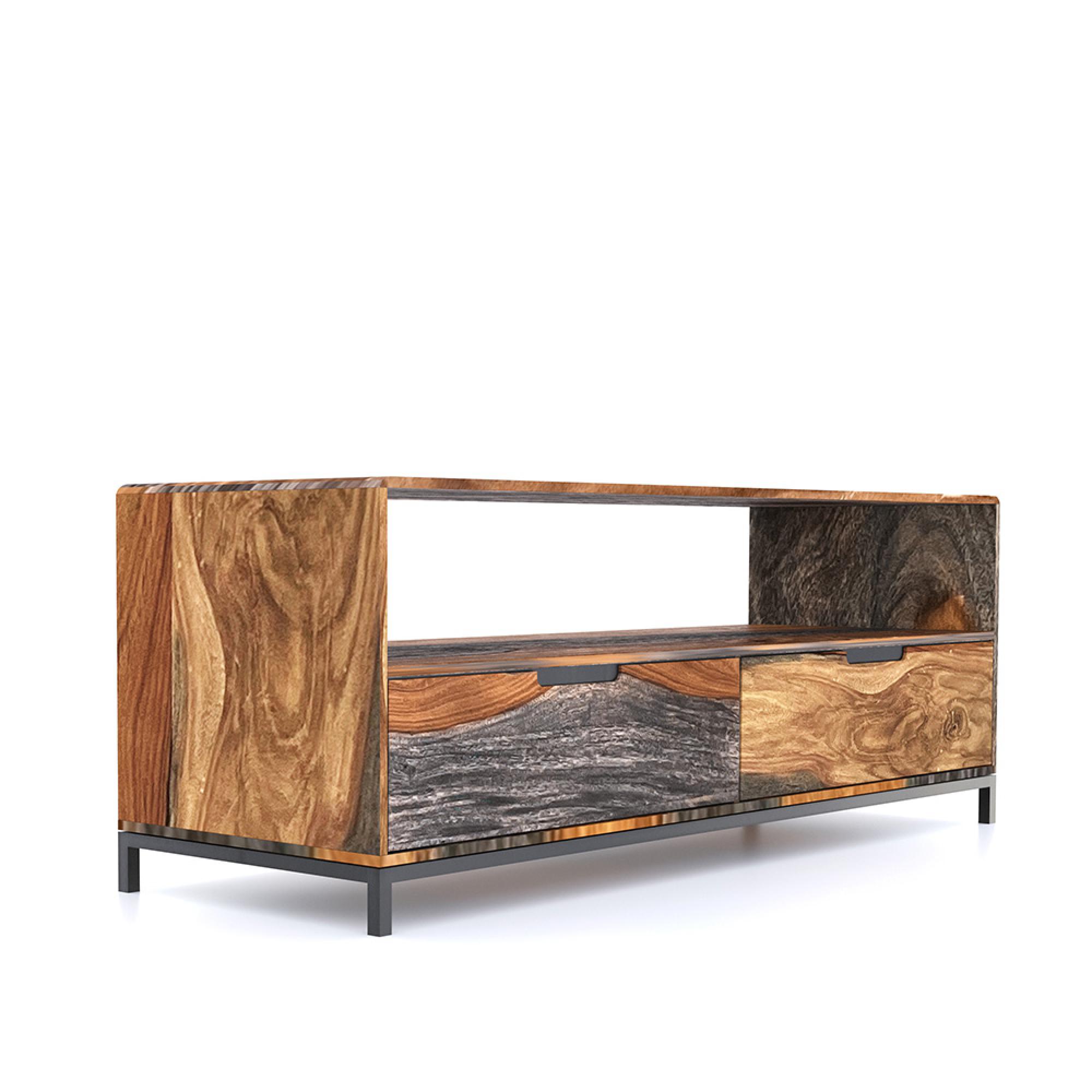 Goa TV Unit - 135cm - Dark Sheesham Wood