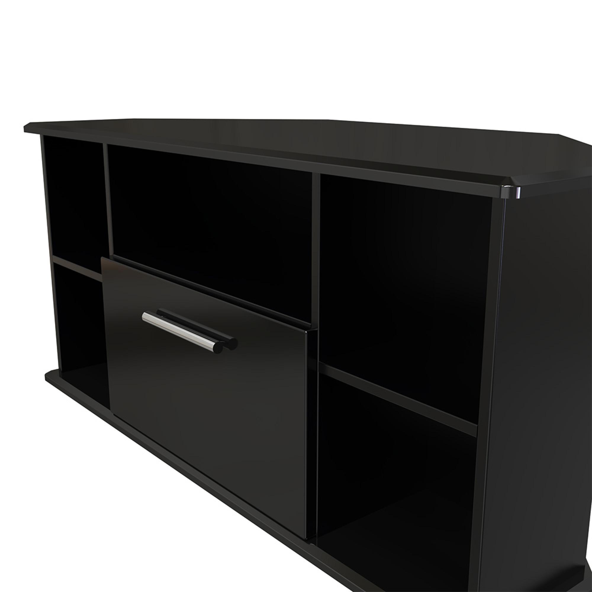 Knightsbridge Corner TV Unit - 115cm - Black Gloss